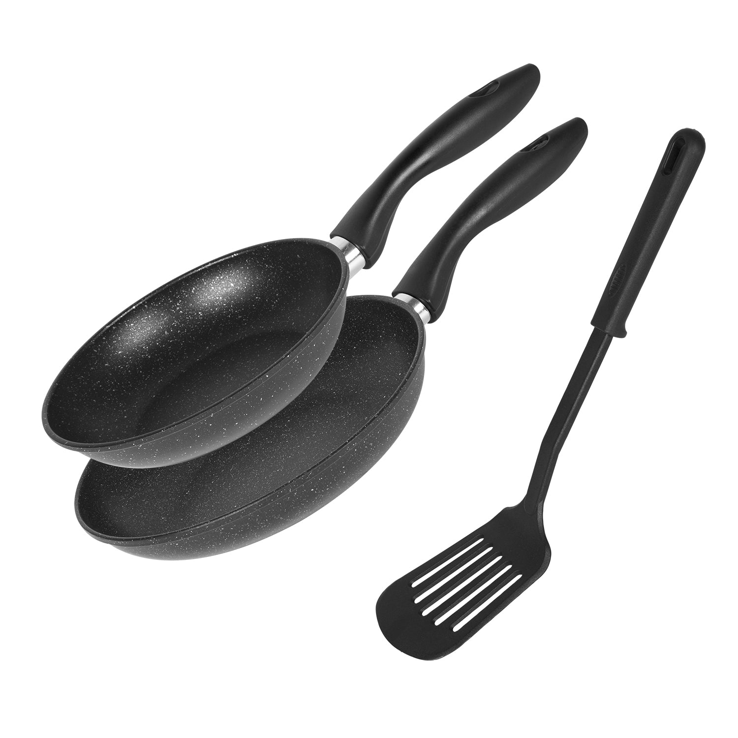 GUSTO CASA - Set 2 Padelle Antiaderenti + Pala Forata Linea Augusta 3 Pezzi