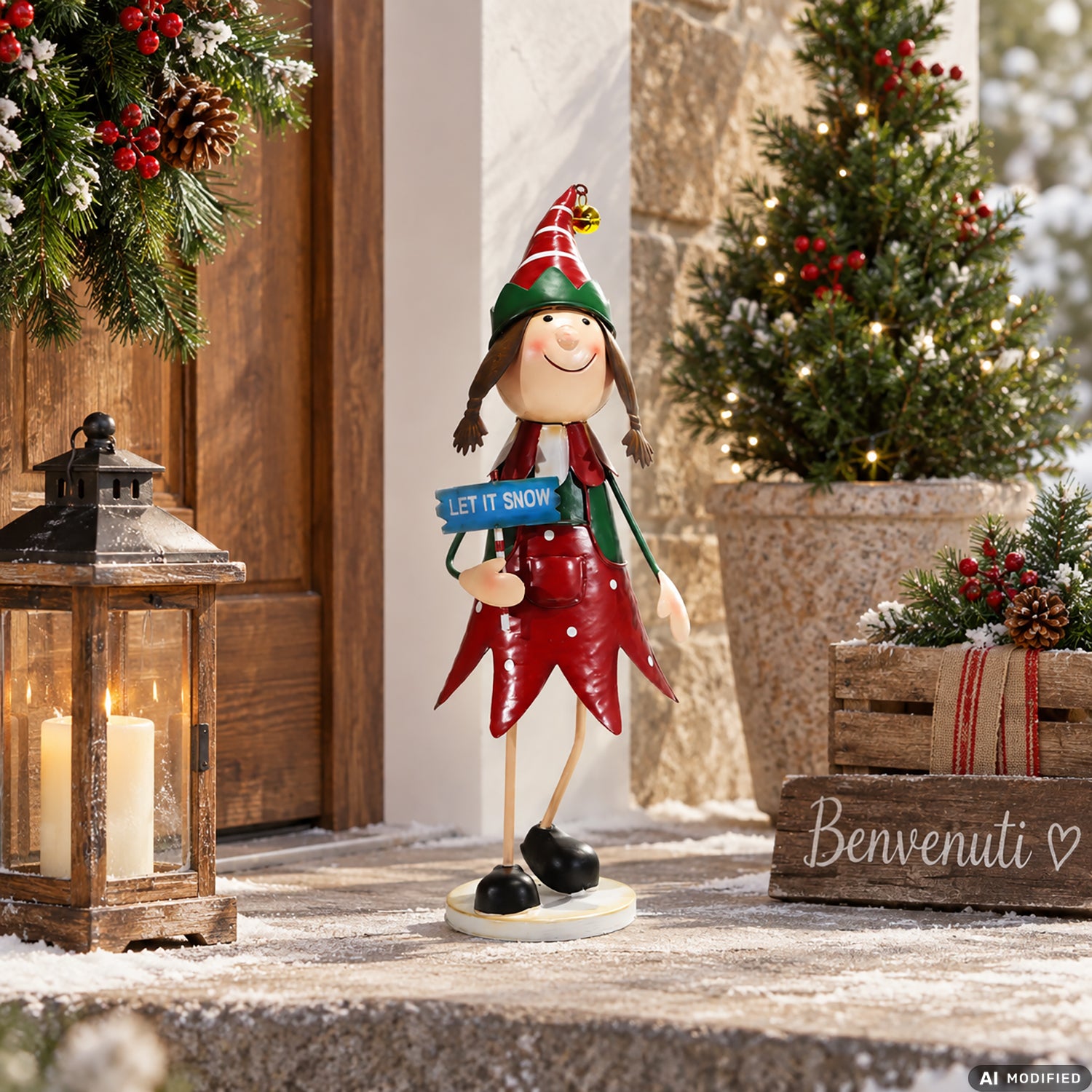 VESTIAMO CASA GRAN NATALE - Decorazione Natalizia Elfo in Metallo h42 cm
