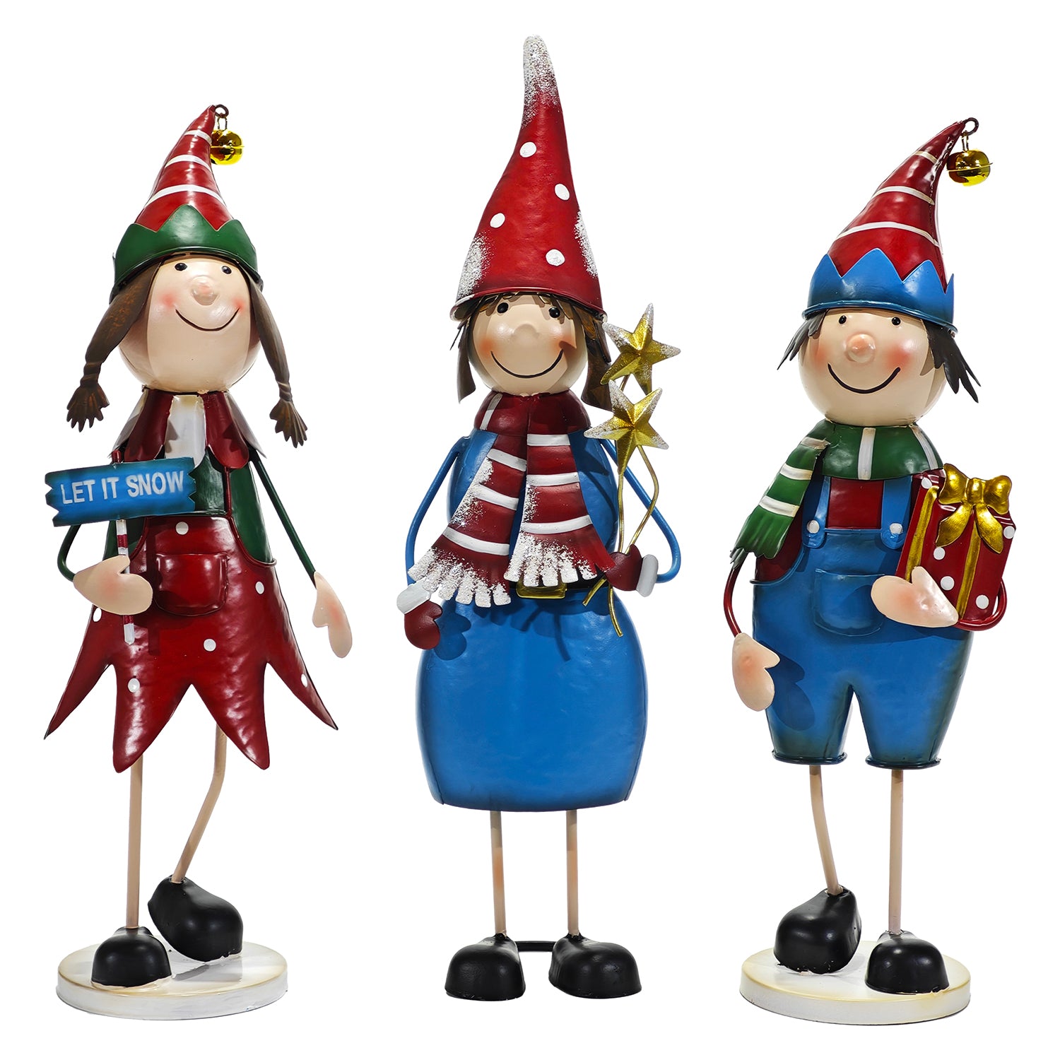 VESTIAMO CASA GRAN NATALE - Decorazione Natalizia in Metallo Set Personaggi Festivi H42 cm
