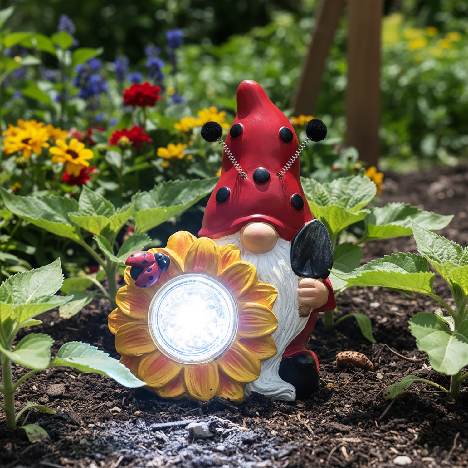 DICTROLUX - Lampada Solare Decorativa da Giardino Gnomo Luce Fredda