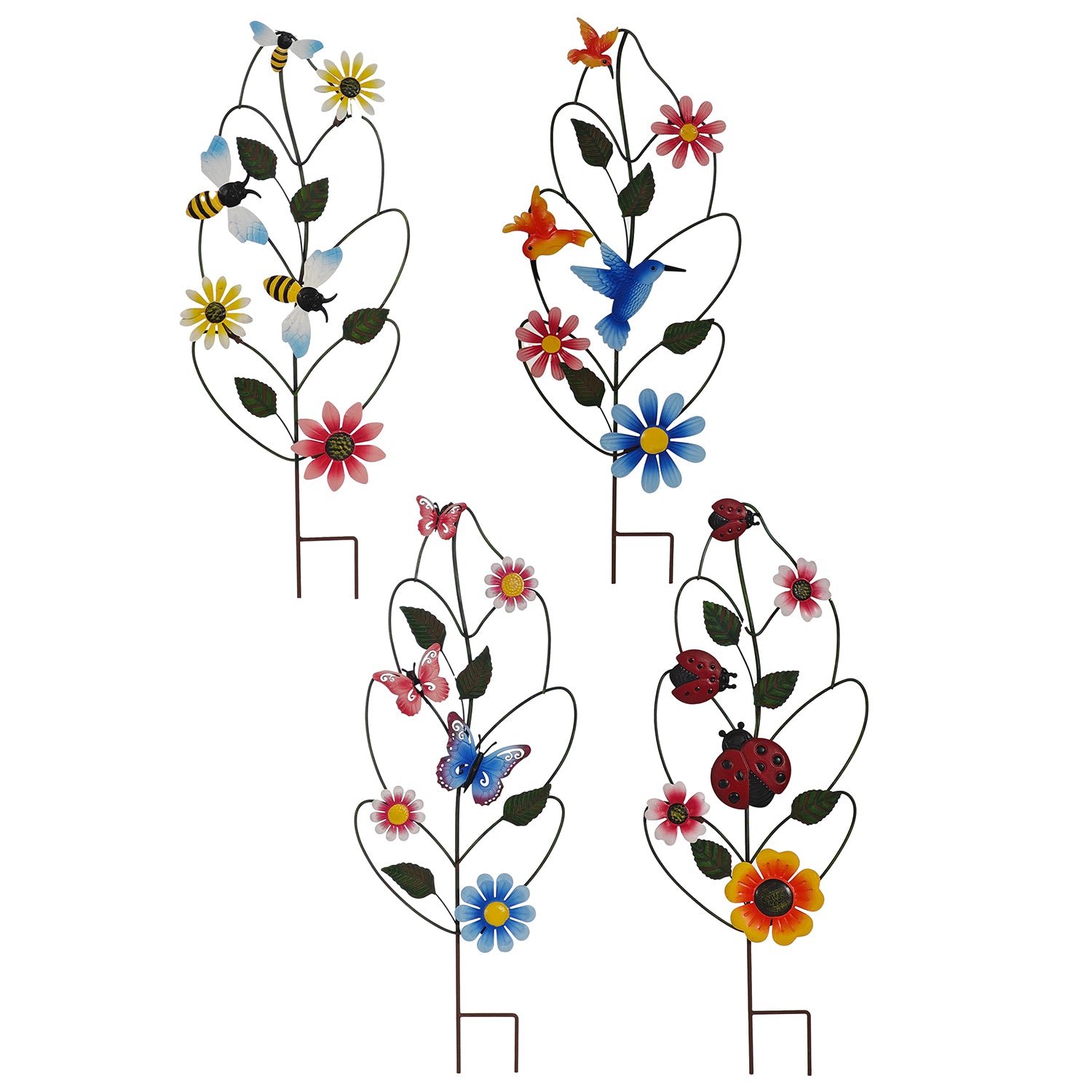 VESTIAMO CASA GIARDINO - Decorazione per Giardino con Fiori e Insetti in Metallo h70 cm