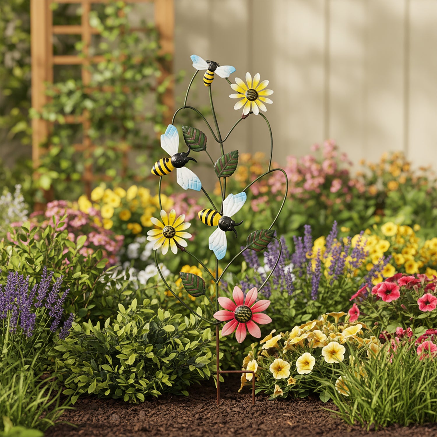 VESTIAMO CASA GIARDINO - Decorazione per Giardino con Fiori e Insetti in Metallo h70 cm