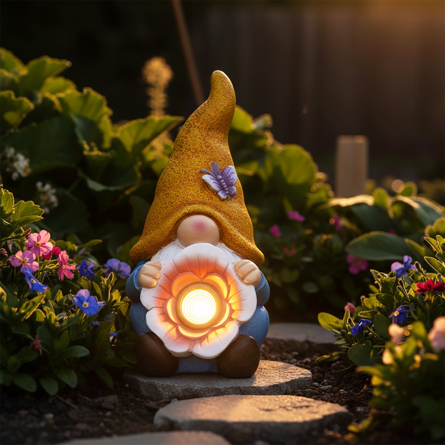 DICTROLUX - Lampada Solare Decorativa da Giardino Gnomo Luce Calda h38 cm