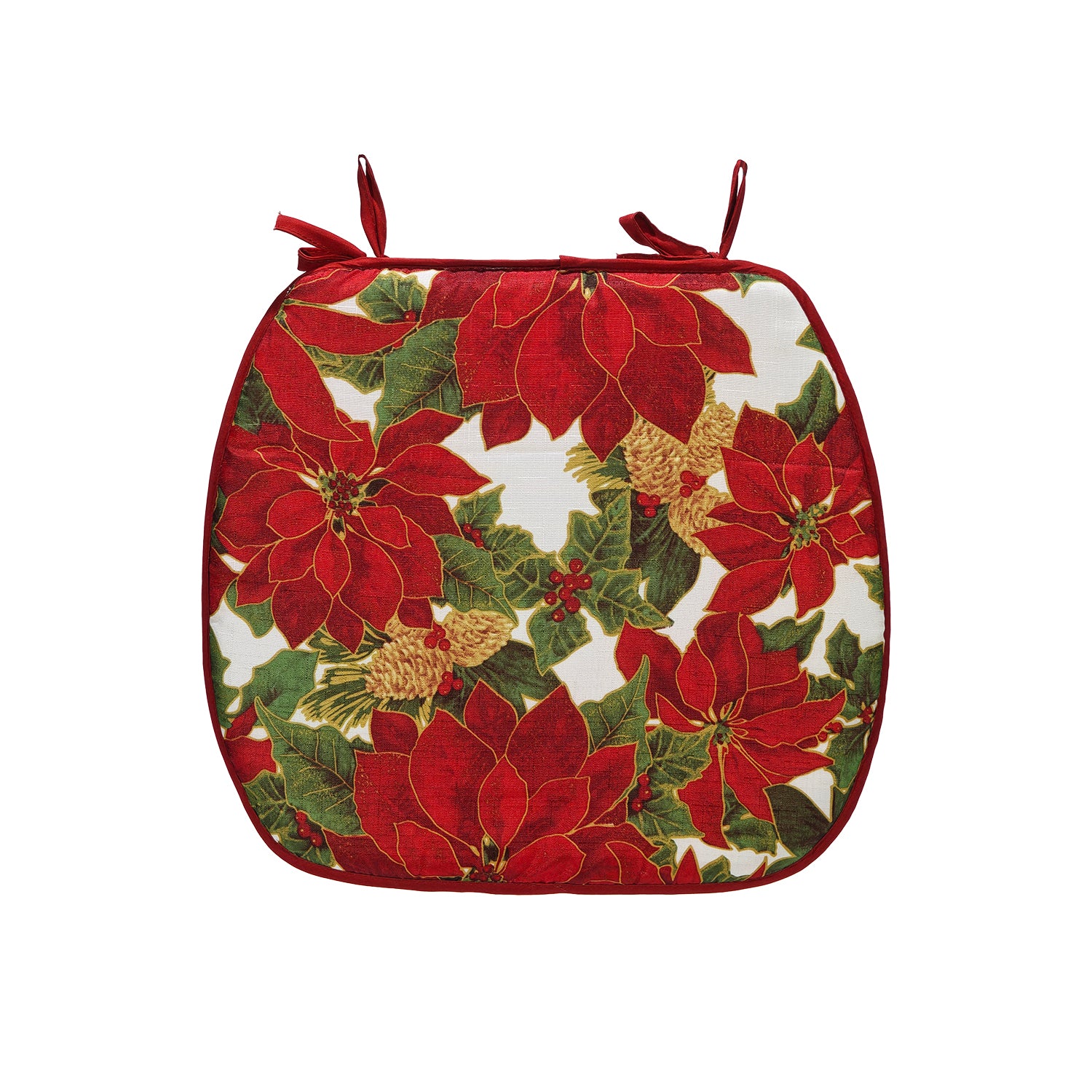 VESTIAMO CASA GRAN NATALE - Set 4 Cuscini Coprisedia Natalizi con Laccetti 38x38 cm