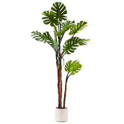 VESTIAMO CASA - Pianta artificiale Monstera Deliciosa in vaso - h195 cm x diametro 22 cm