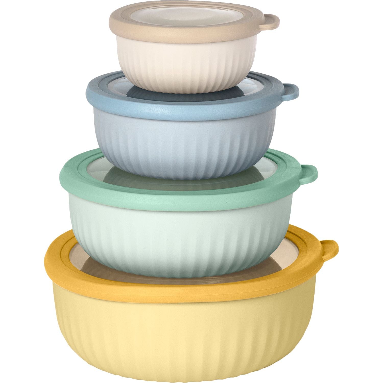 GUSTO CASA - Set 4 Contenitori Rotondi con Coperchi Ermetici Multicolor Linea Timeless