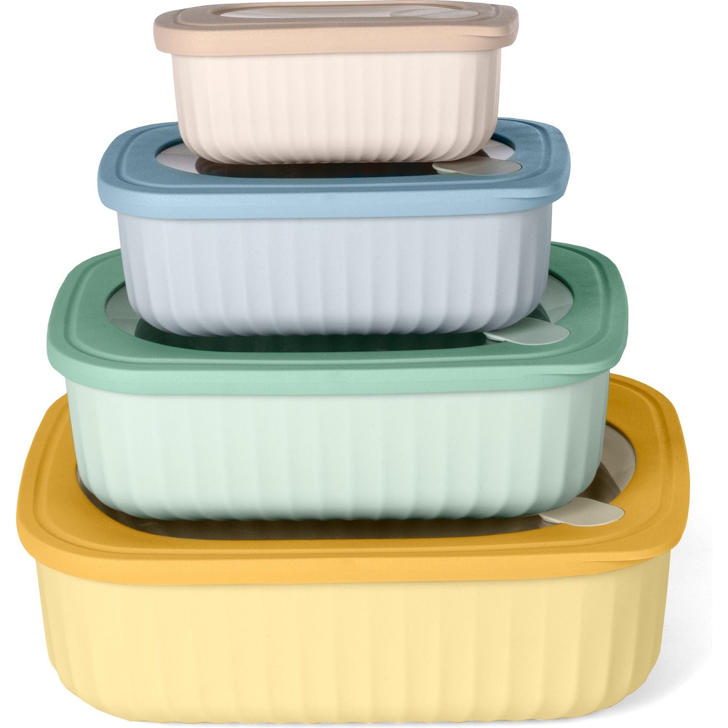 GUSTO CASA - Set 4 Contenitori Rettangolari con Coperchi Ermetici Multicolor Linea Timeless