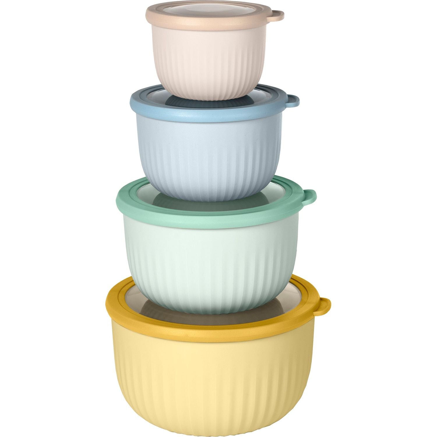 GUSTO CASA - Set 4 Contenitori Rotondi Alti con Coperchi Ermetici Multicolor Linea Timeless