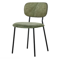 VESTIAMO CASA - Sedia da pranzo in tessuto Verde con struttura in metallo Nero - h80x47x50 cm