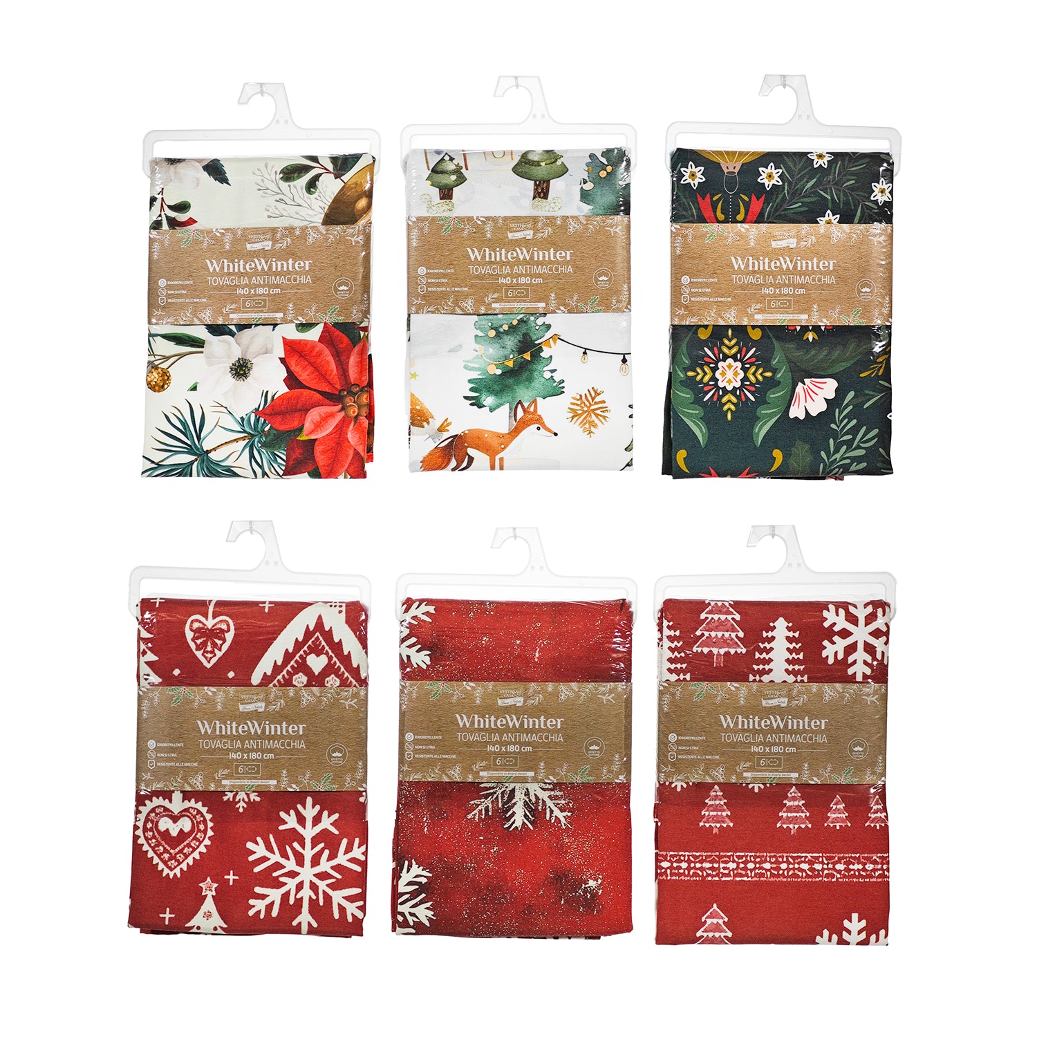 VESTIAMO CASA GRAN NATALE - Tovaglia Antimacchia Natalizia White Winter 140x180 cm