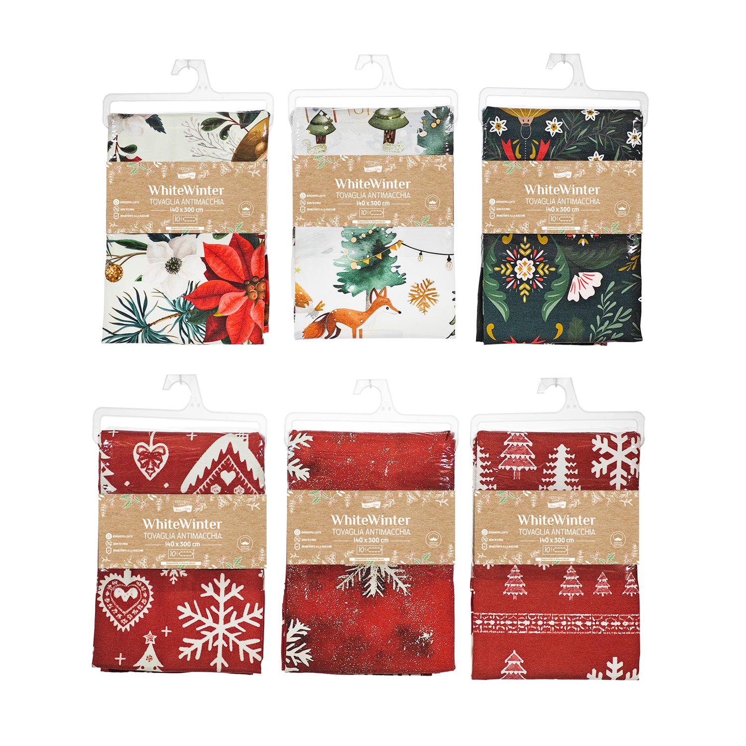 VESTIAMO CASA GRAN NATALE - Tovaglia Antimacchia Natalizia White Winter 140x300 cm
