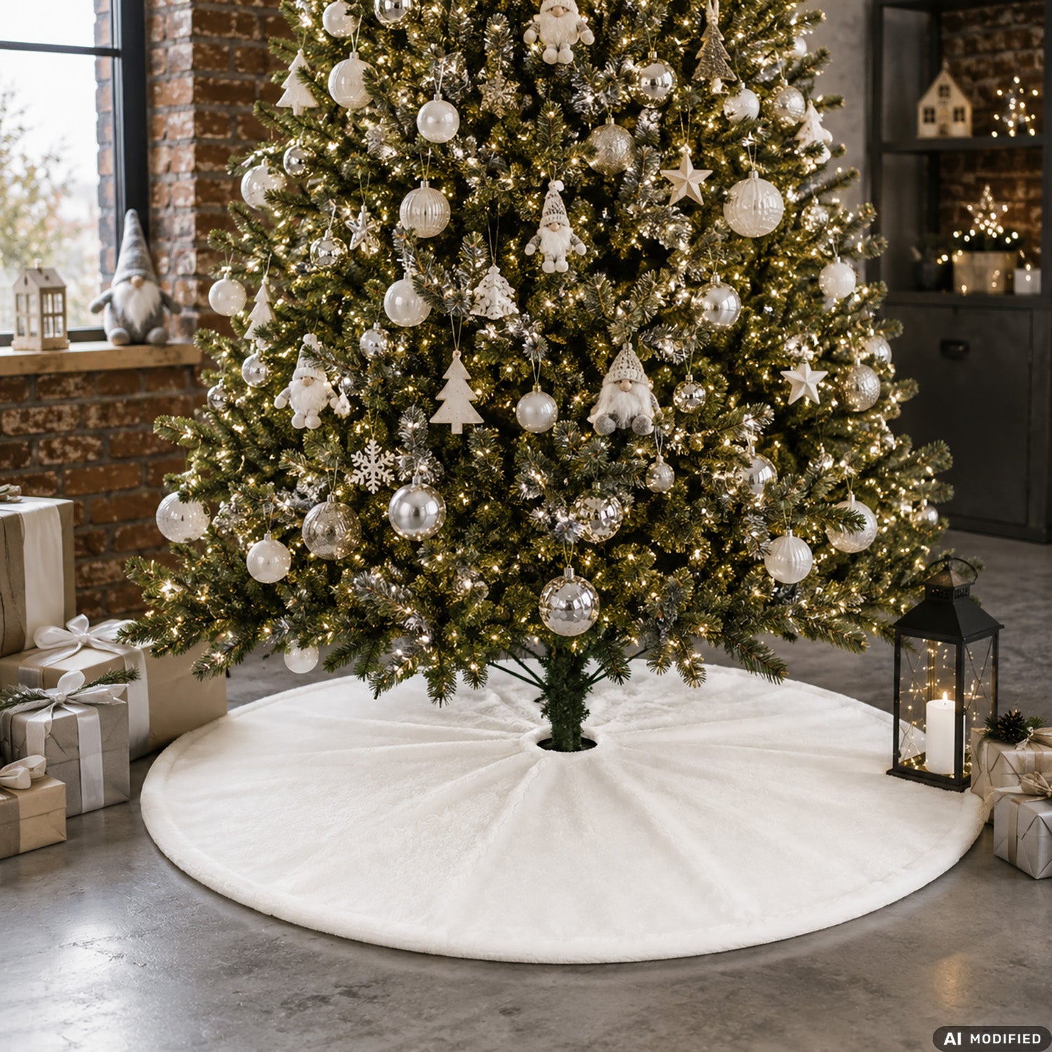 VESTIAMO CASA GRAN NATALE - Copribase Albero Bianco Effetto Peluche diametro 120 cm