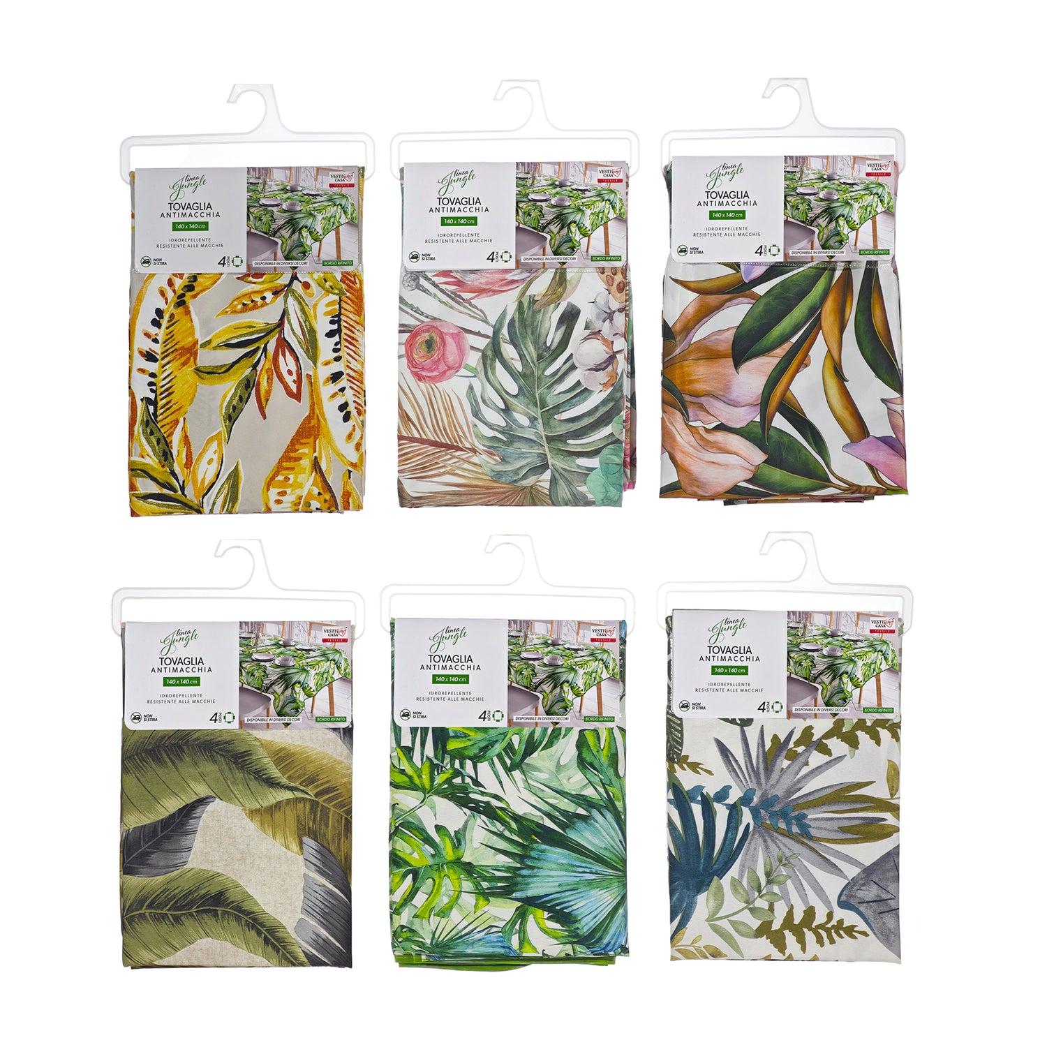 VESTIAMO CASA - Tovaglia Antimacchia Linea Jungle 4 posti - 140x140 cm