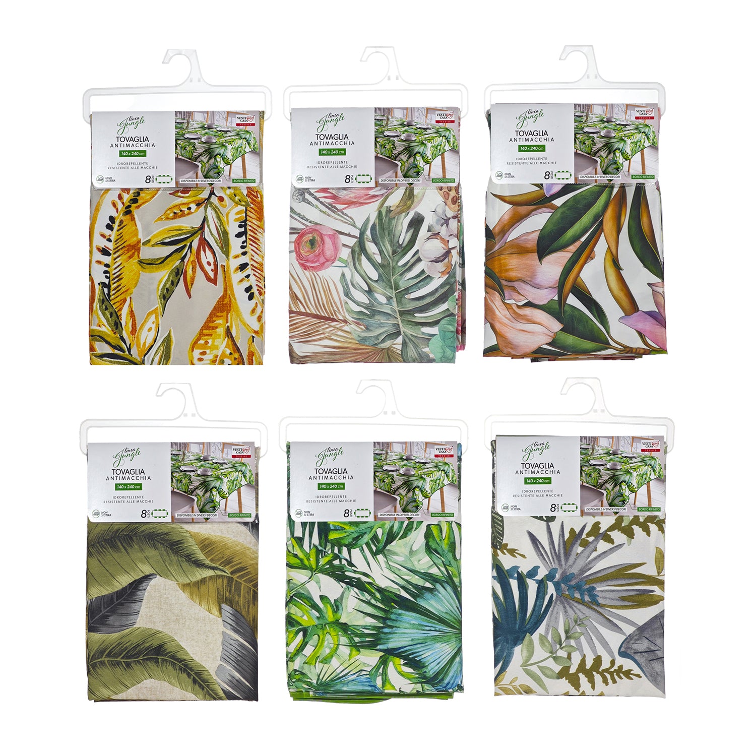 VESTIAMO CASA - Tovaglia Antimacchia Linea Jungle 8 posti - 140x240 cm