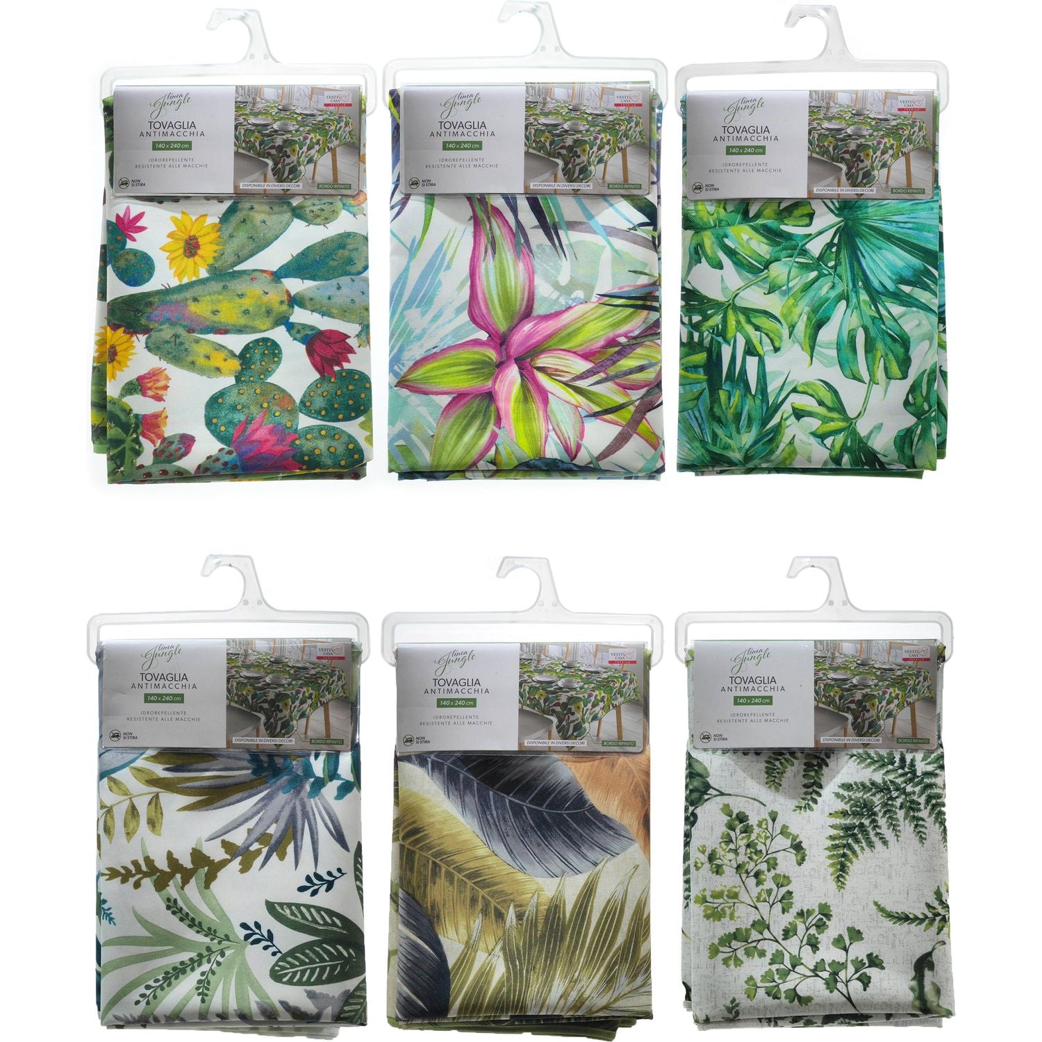 VESTIAMO CASA - Tovaglia Antimacchia Linea Jungle 8 posti - 140x240 cm
