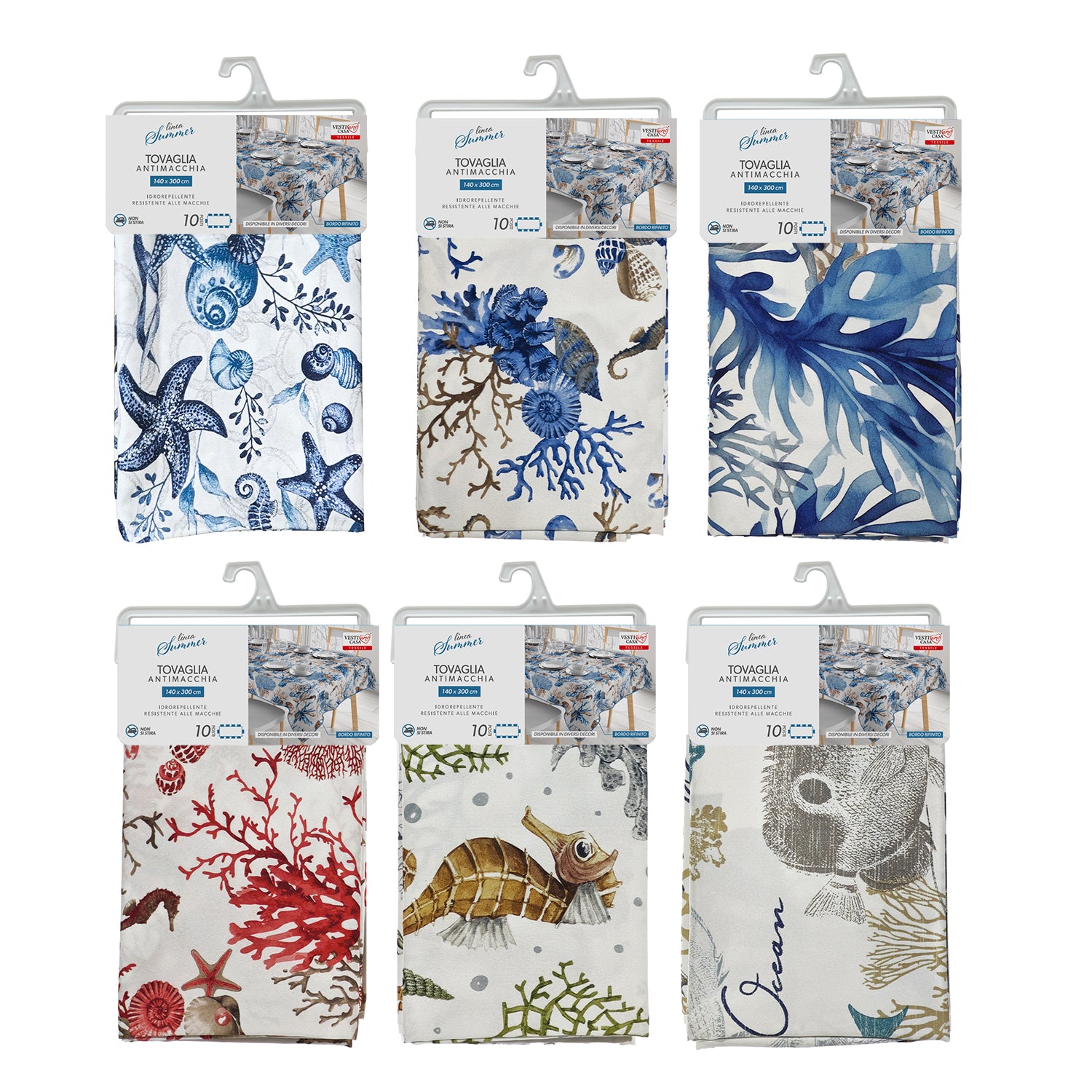 VESTIAMO CASA - Tovaglia Antimacchia Linea Summer 10 posti 140x300 cm