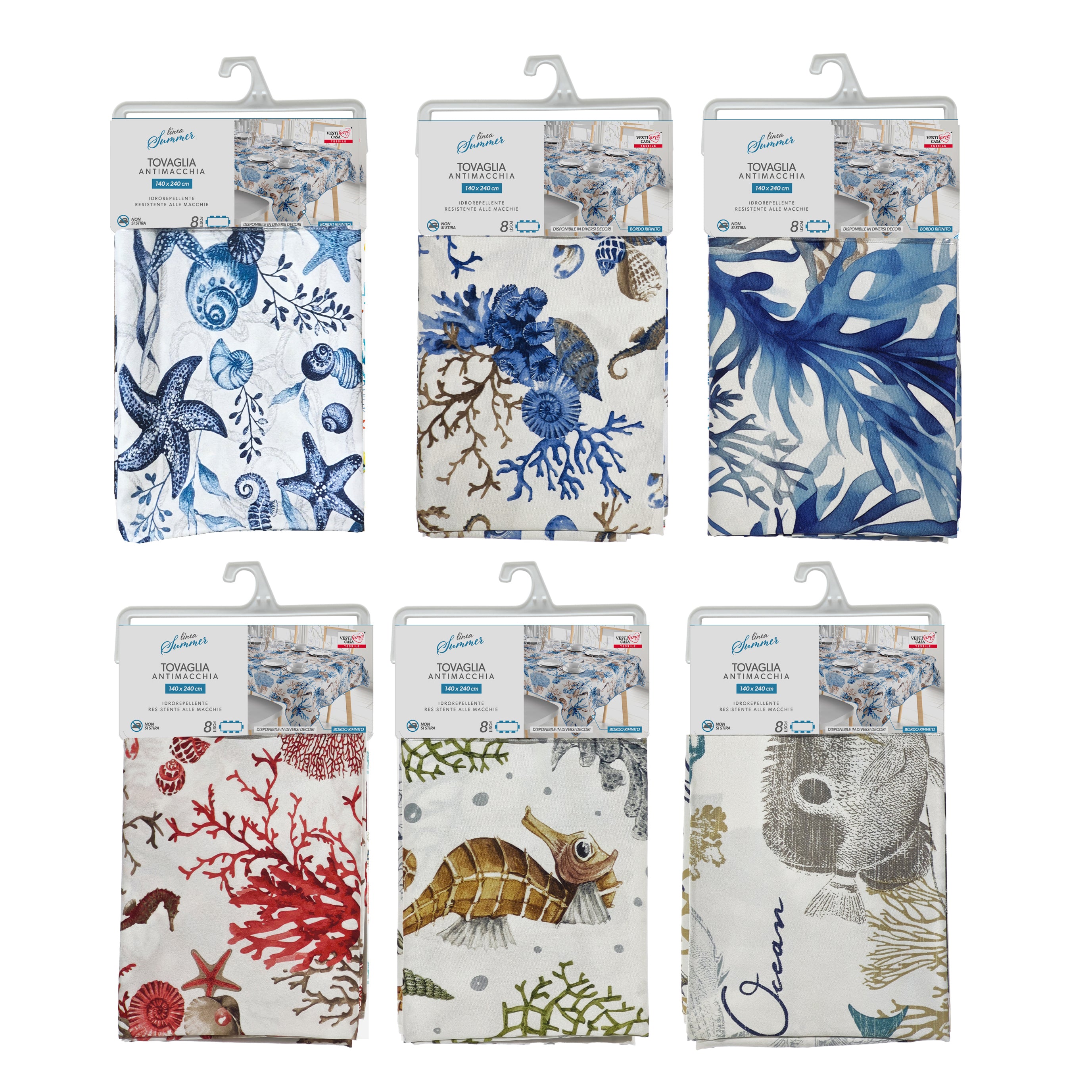 VESTIAMO CASA - Tovaglia Antimacchia Linea Summer 8 posti 140x240 cm