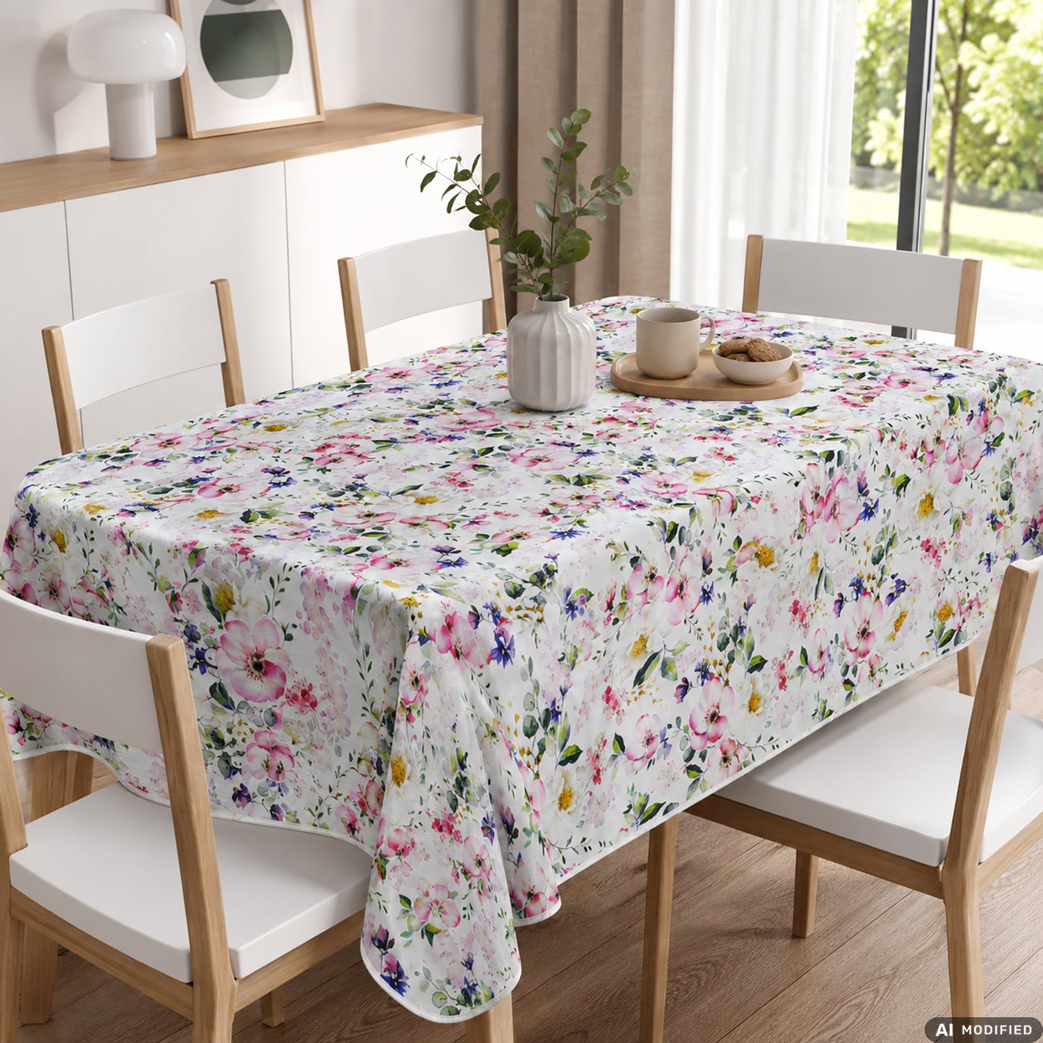 VESTIAMO CASA - Tovaglia Antimacchia Idrorepellente Linea Flowers 6 posti 140x180 cm