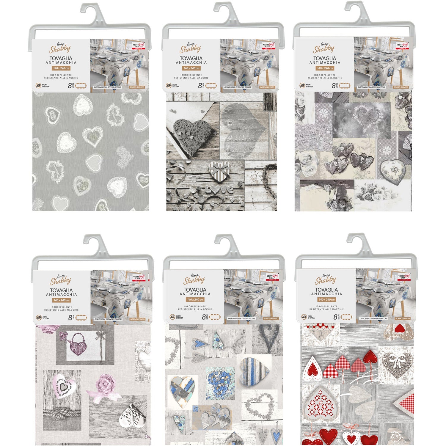 VESTIAMO CASA - Tovaglia antimacchia Linea Shabby 8 posti - 140x240 cm