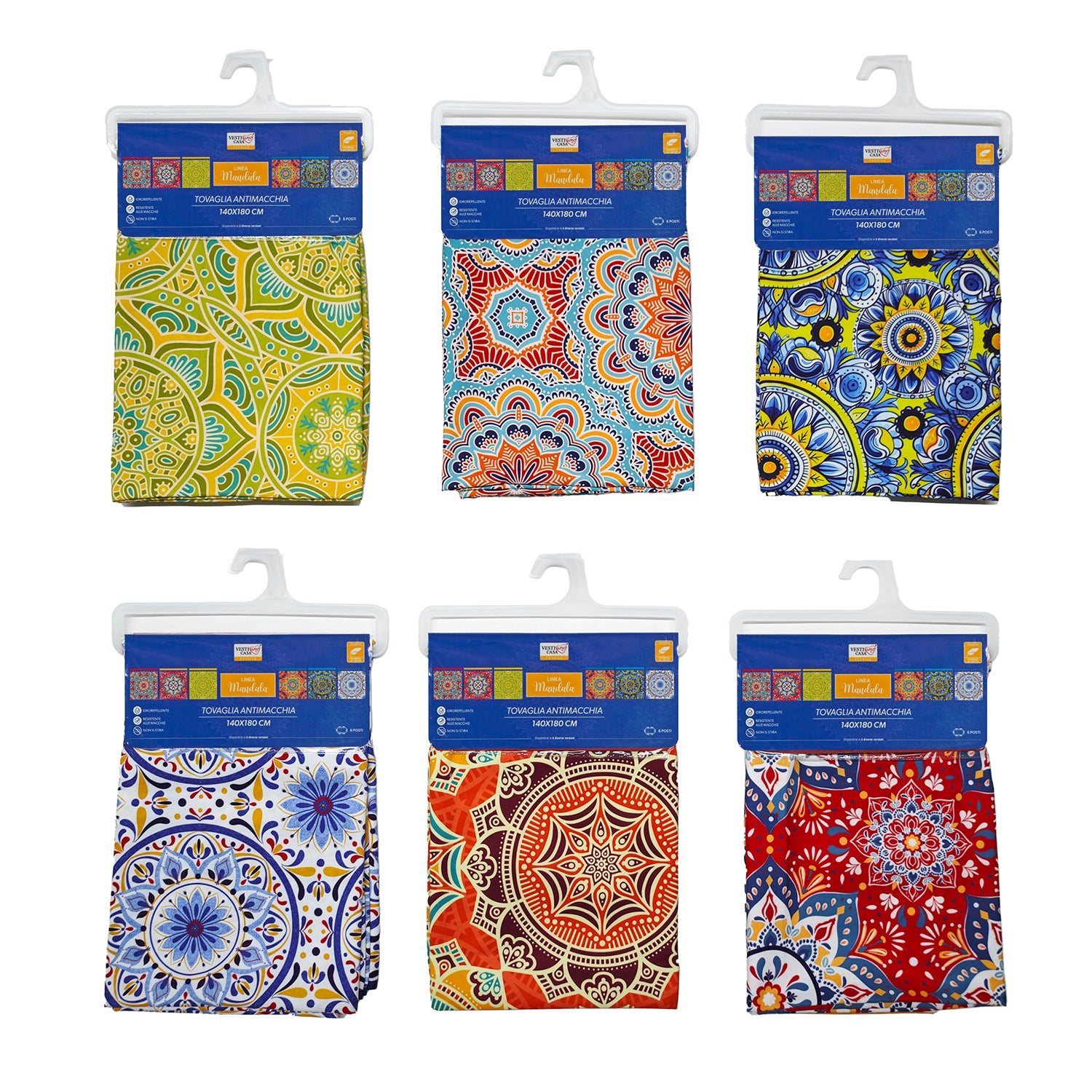 VESTIAMO CASA - Tovaglia Antimacchia Linea Mandala 6 Posti 140x180 cm