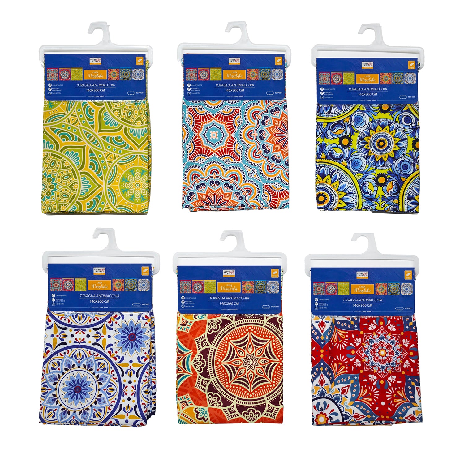 VESTIAMO CASA - Tovaglia Antimacchia Linea Mandala 10 Posti 140x300 cm