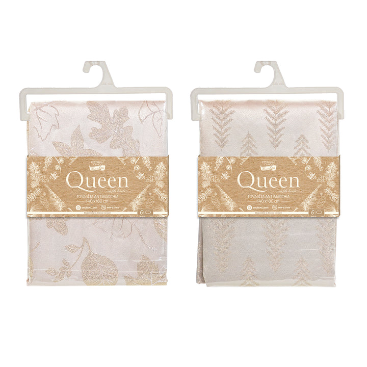 VESTIAMO CASA GRAN NATALE - Tovaglia Antimacchia Natalizia Queen con Lurex Oro 140x180 cm