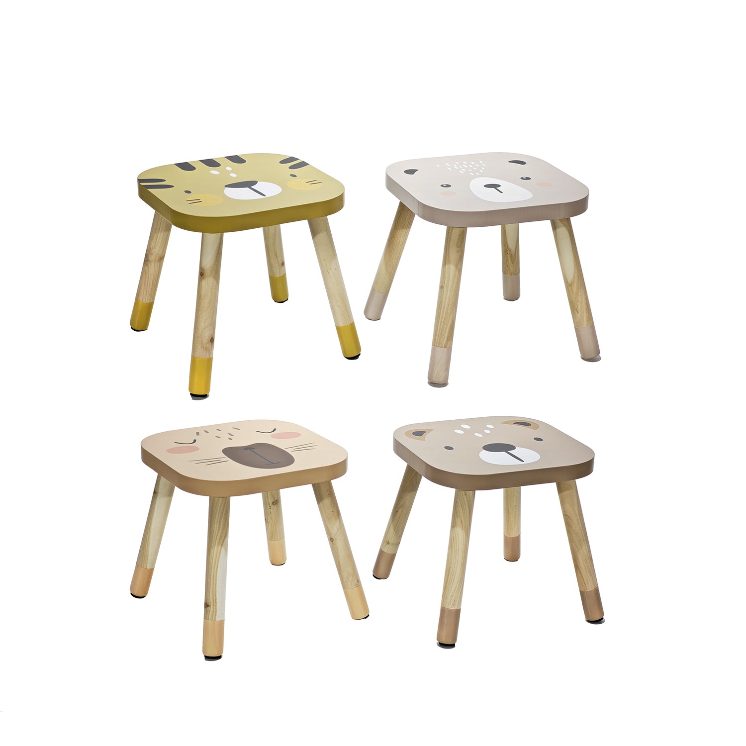 VESTIAMO CASA - Sgabello Animali Bambini in Legno Linea Baby Cute - h28x28x28 cm