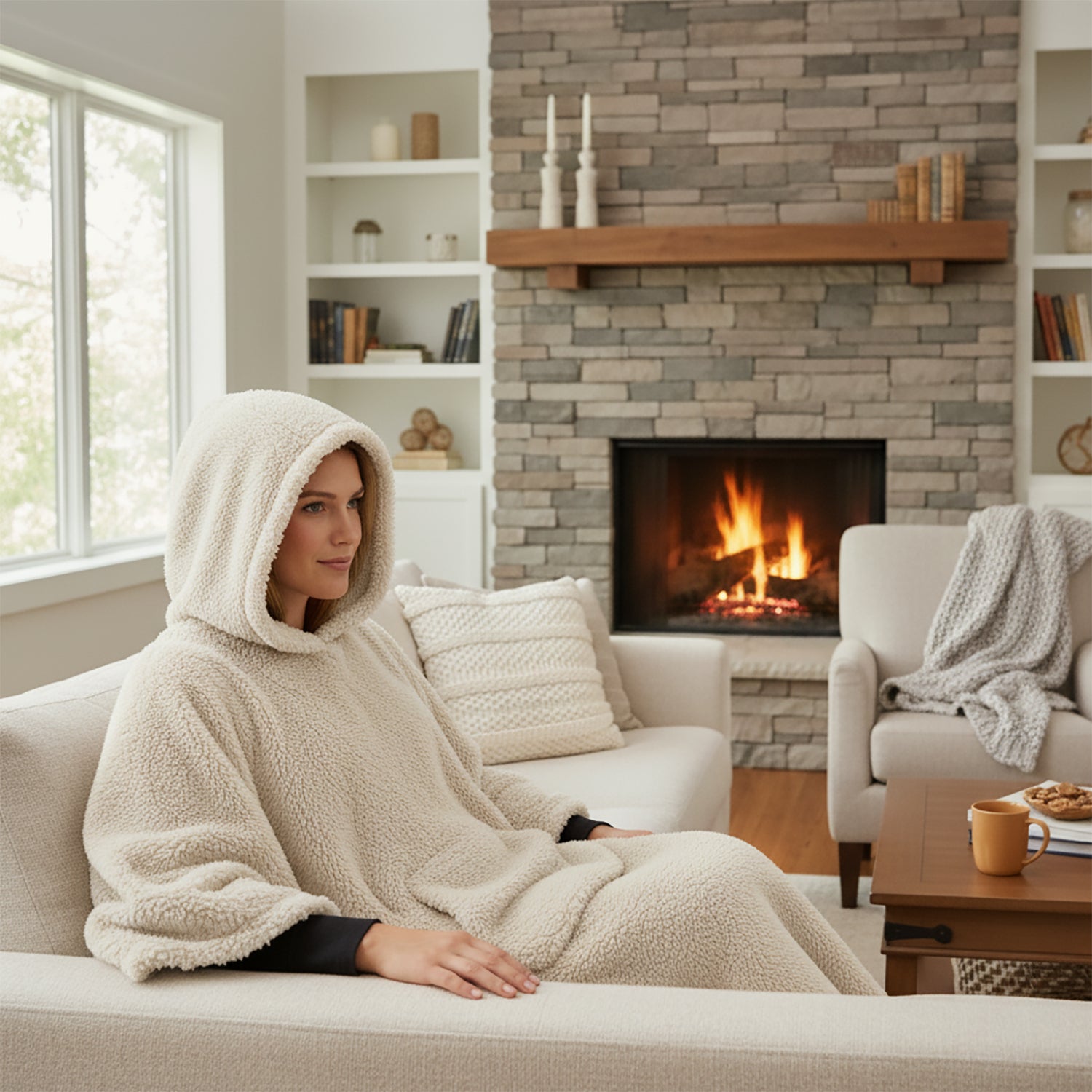 Coperta Con Maniche E Cappuccio Mikamax Snugs Original | Plaid In Pile 140x180 Cm | Coperta Da Divano Coccolosa Con Tasca | Regalo Natale