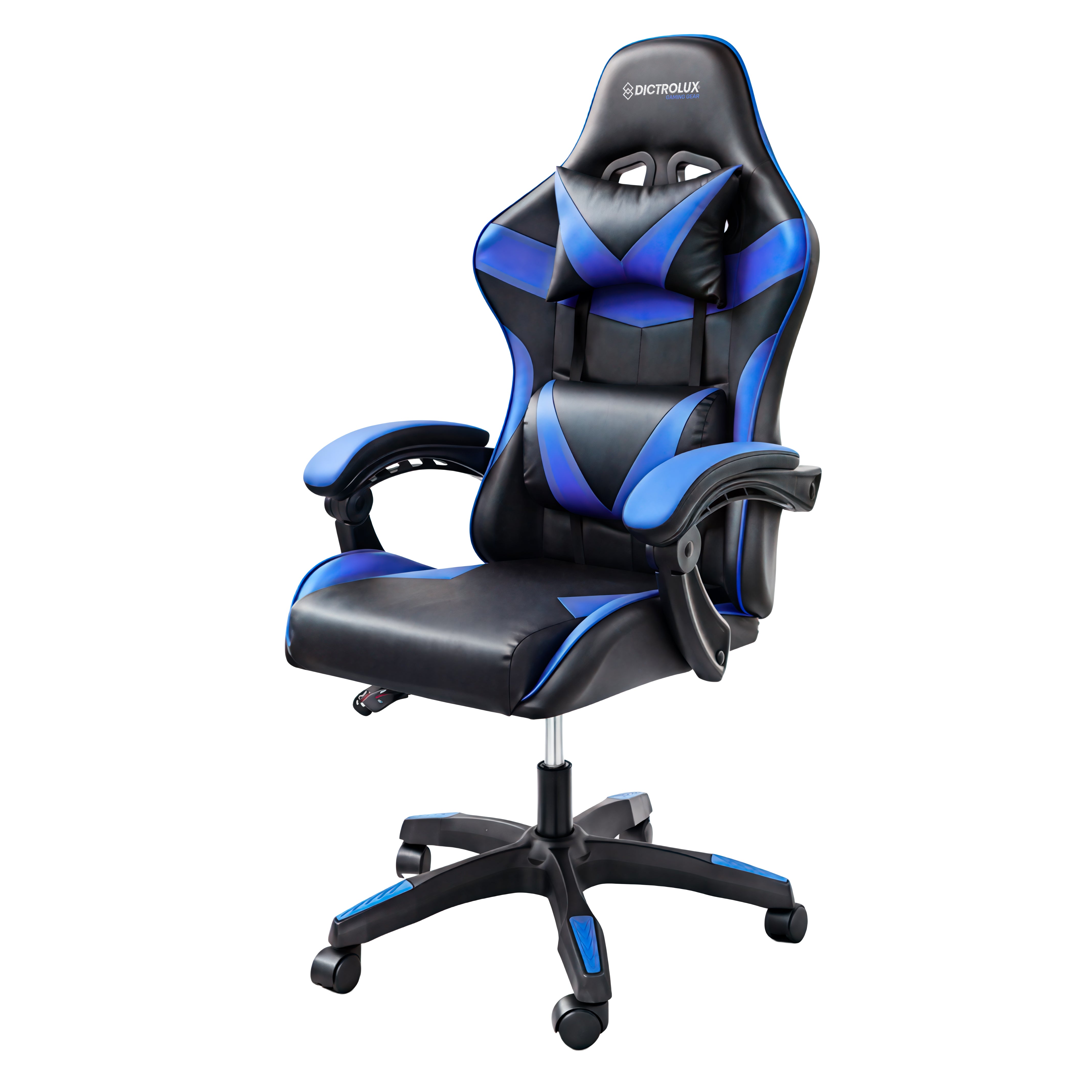 DICTROLUX - Sedia Gaming DLX818 Blue Reclinabile con Supporto Lombare e Poggiatesta