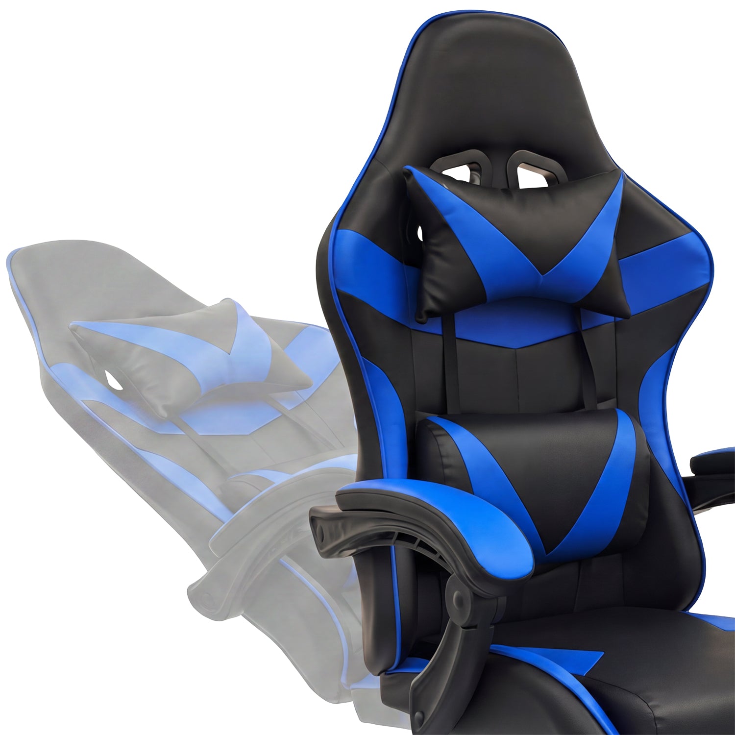 DICTROLUX - Sedia Gaming DLX818 Blue Reclinabile con Supporto Lombare e Poggiatesta