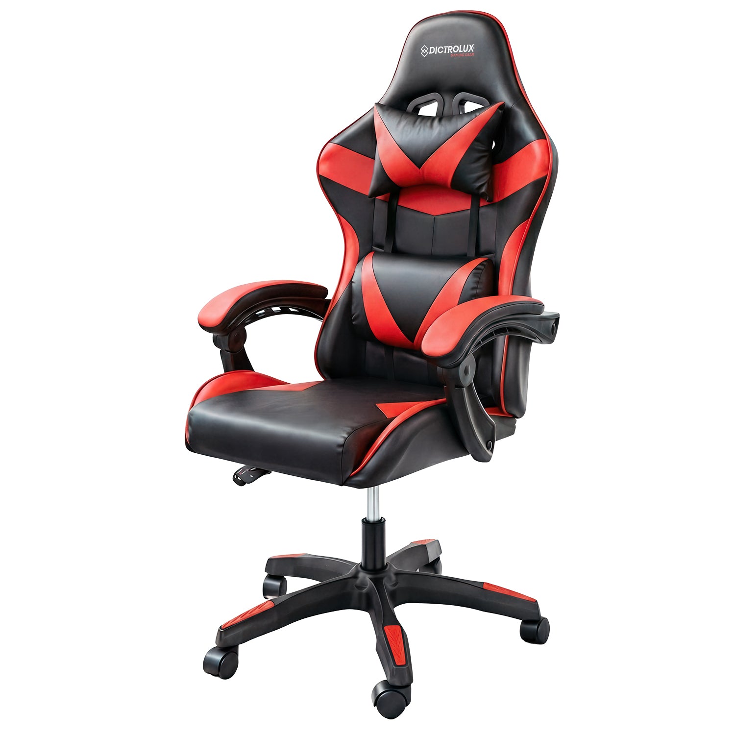DICTROLUX - Sedia Gaming DLX818 Red Reclinabile con Supporto Lombare e Poggiatesta