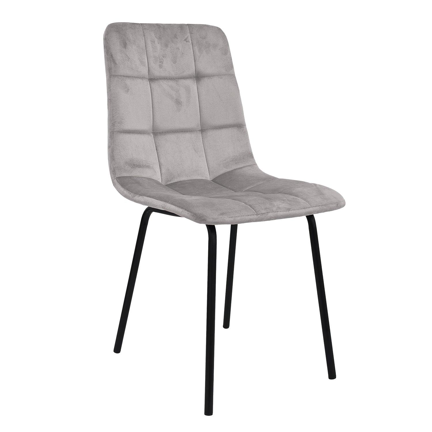 VESTIAMO CASA - Sedia Imbottita Grigia con Gambe in Metallo h85x44x40 cm