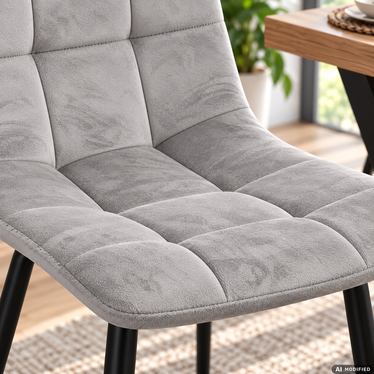 VESTIAMO CASA - Sedia Imbottita Grigia con Gambe in Metallo h85x44x40 cm
