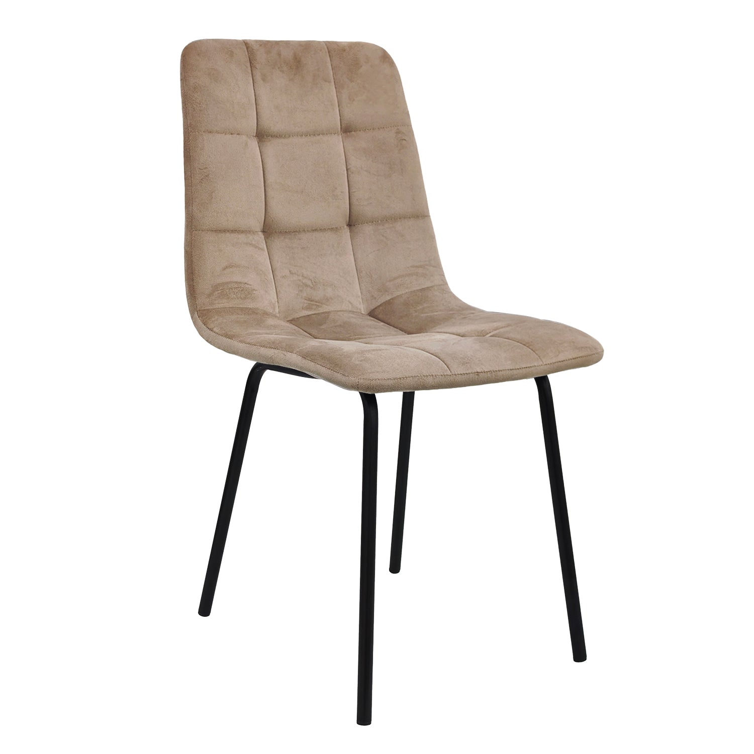 VESTIAMO CASA - Sedia Imbottita Tortora con Gambe in Metallo h85x44x40 cm