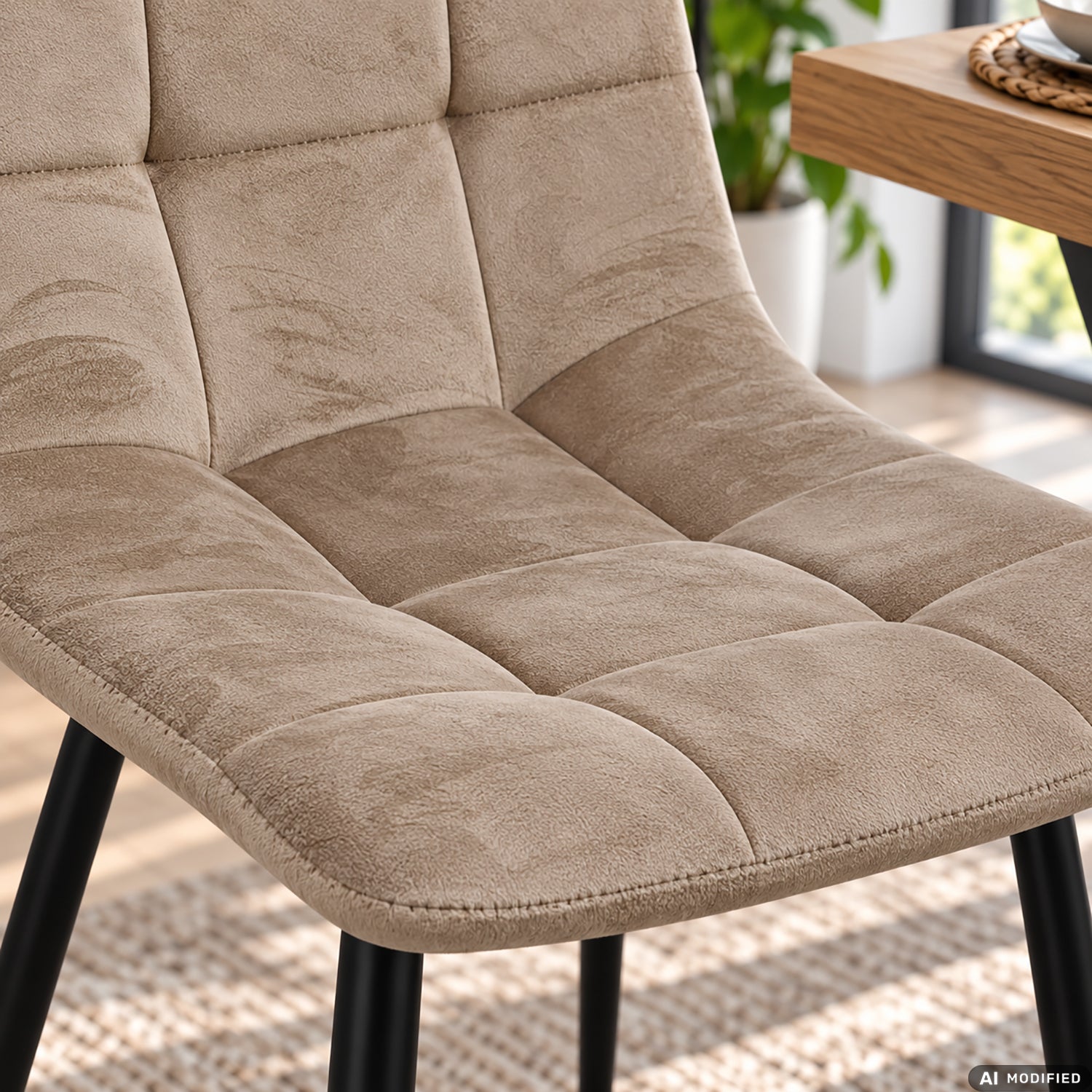 VESTIAMO CASA - Sedia Imbottita Tortora con Gambe in Metallo h85x44x40 cm