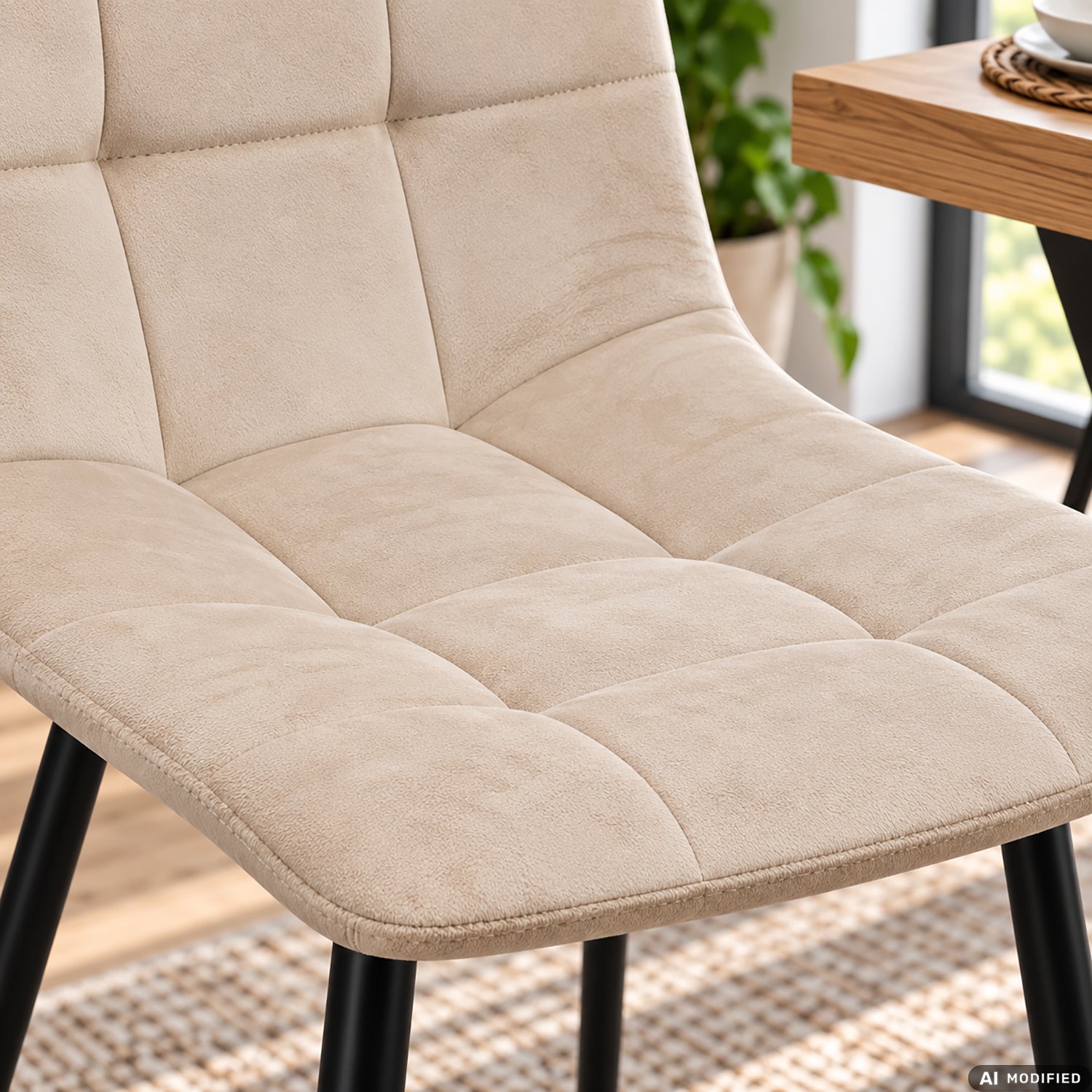 VESTIAMO CASA - Sedia Imbottita Beige con Gambe in Metallo h85x44x40 cm