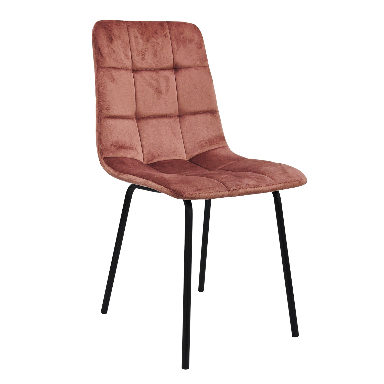 VESTIAMO CASA - Sedia Imbottita Rosa con Gambe in Metallo h85x44x40 cm