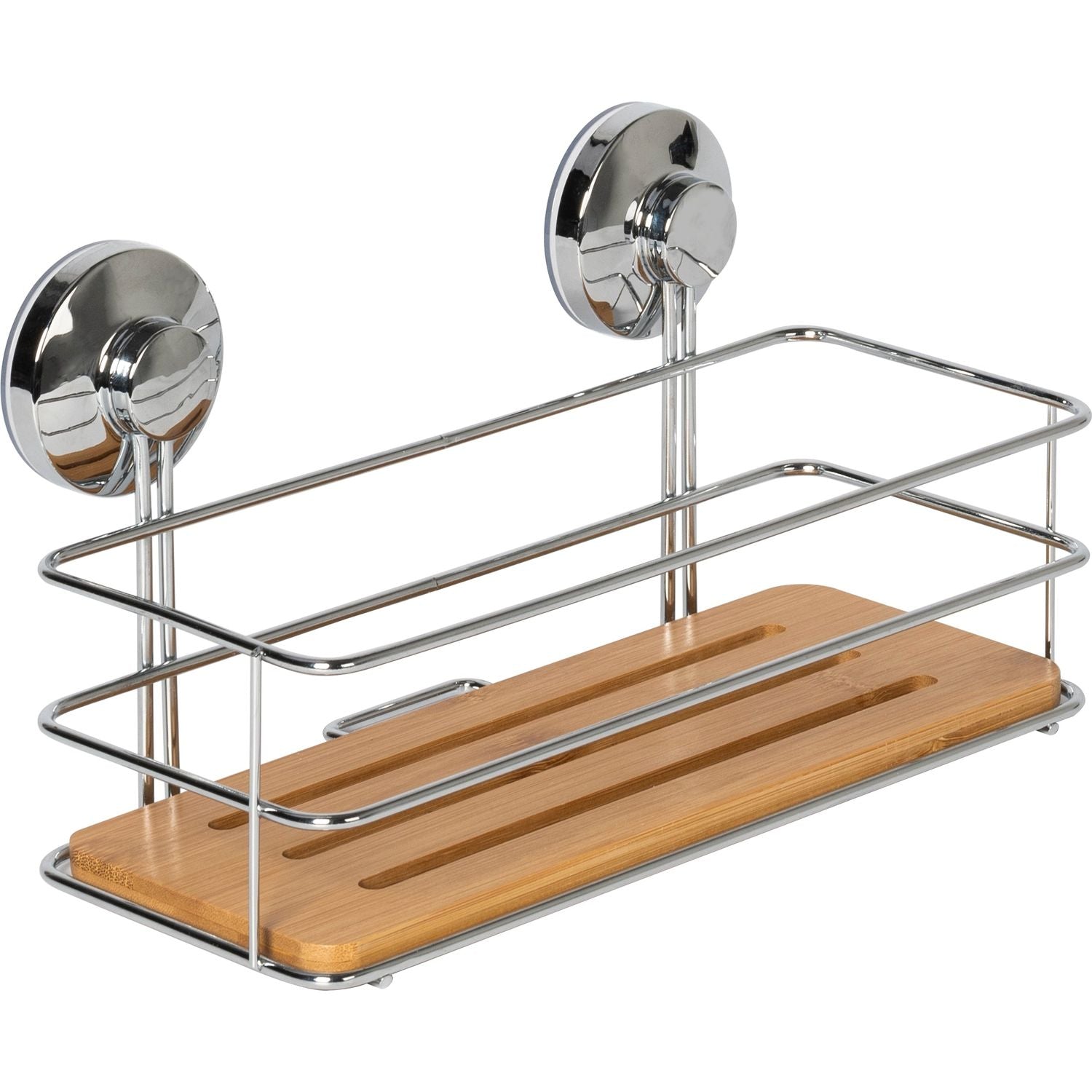 VESTIAMO CASA - Mensola Rettangolare con Ventosa Linea Bamboo - h14x26x13 cm