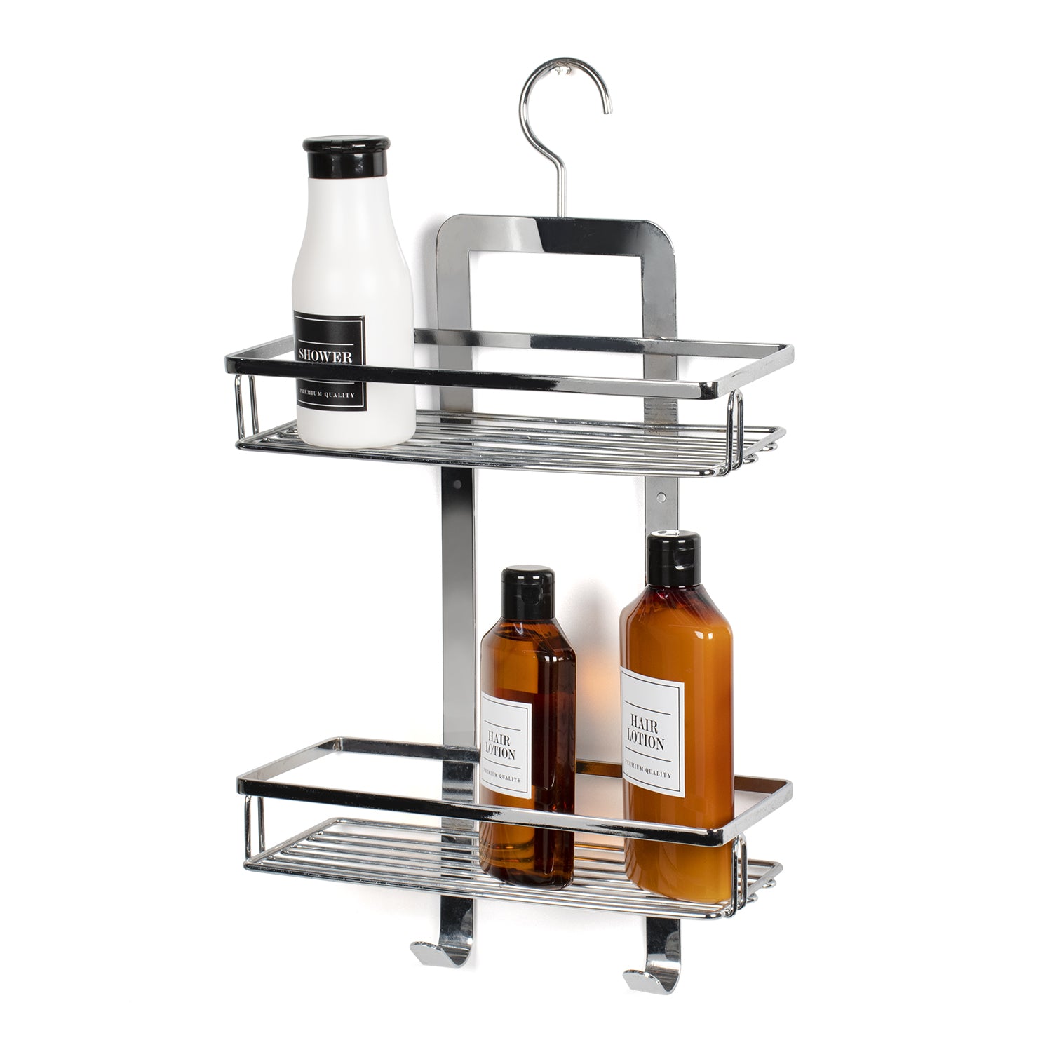 VESTIAMO CASA - Mensola 2 ripiani con gancio in metallo cromato Linea Dalia - h38x26x11 cm