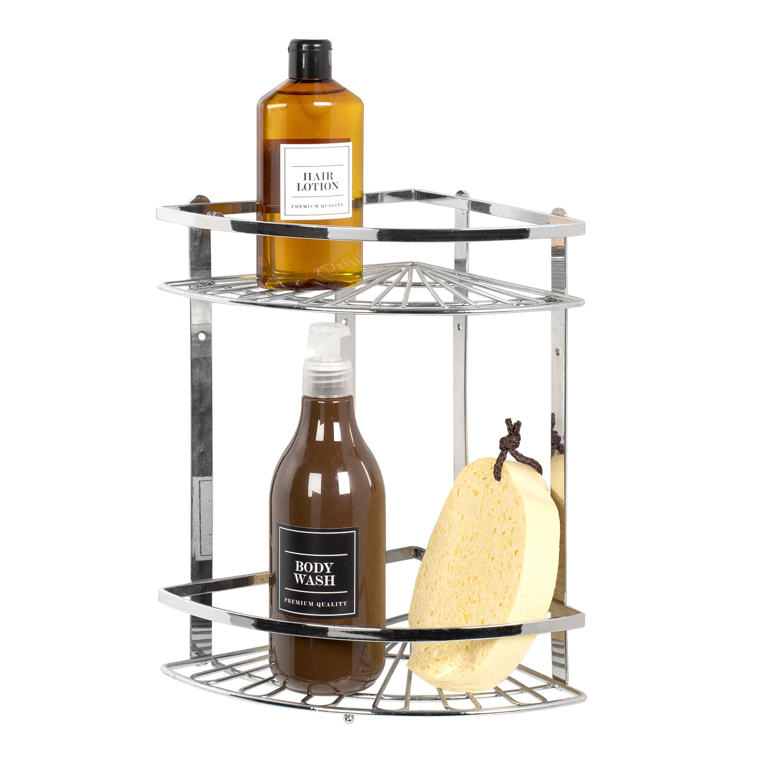 VESTIAMO CASA - Mensola Angolare 2 Ripiani in metallo cromato Linea Dalia - h30x19x19 cm