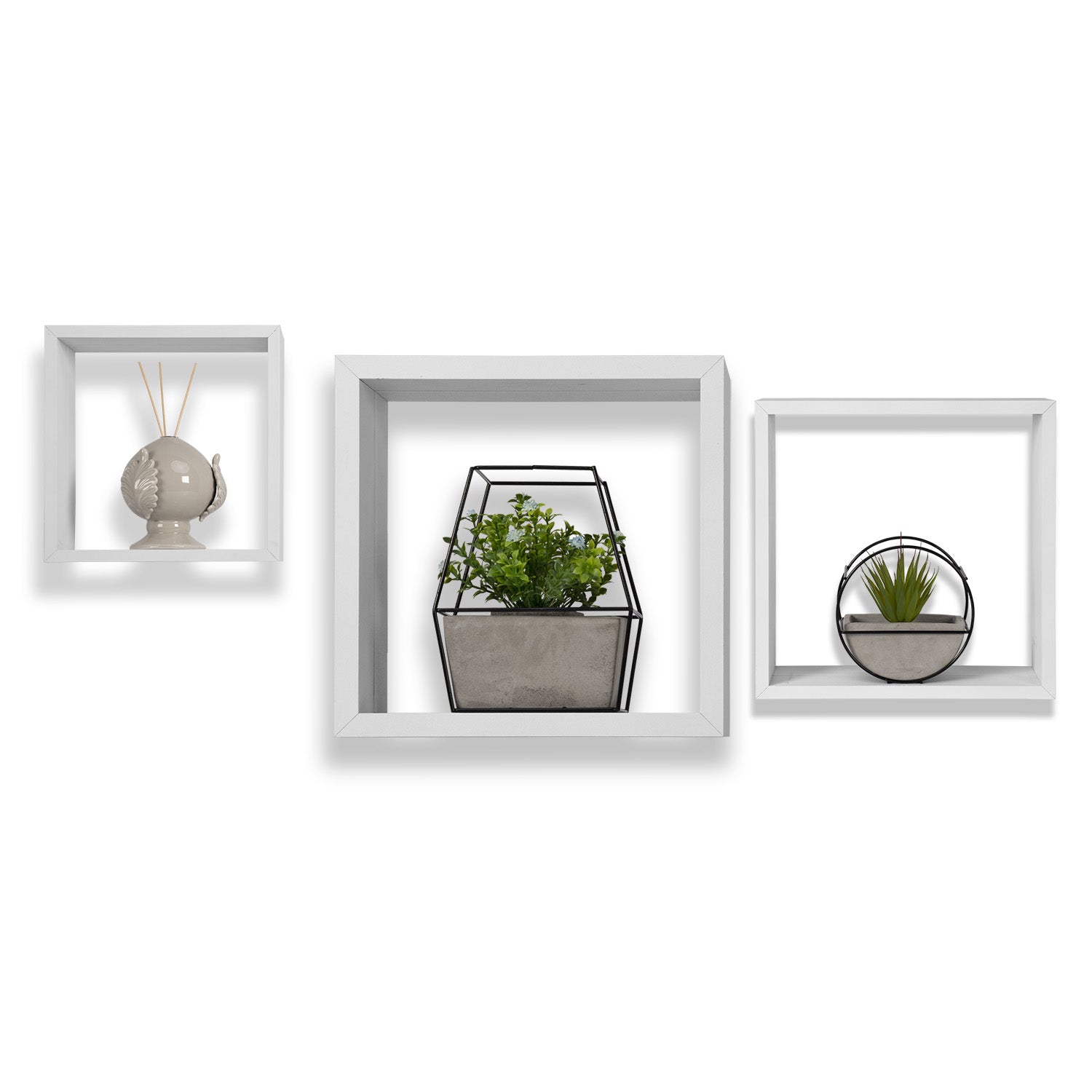 VESTIAMO CASA - Set Mensole da Parete in Legno Bianco 3 Pezzi