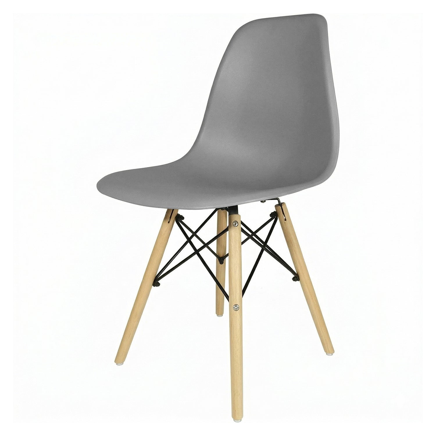 VESTIAMO CASA - Sedia da pranzo Grigia in Polipropilene con gambe in legno di Faggio Nordica - h82x52x47 cm