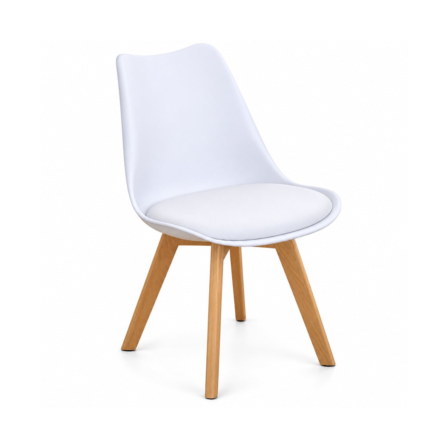 VESTIAMO CASA - Sedia da Pranzo Moderna Bianca con Seduta Imbottita e Gambe in Legno di Faggio - h83x53,5x48,5 cm