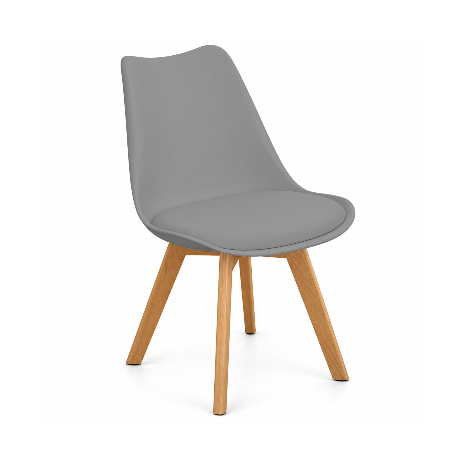 VESTIAMO CASA - Sedia da Pranzo Moderna Grigia con Seduta Imbottita e Gambe in Legno di Faggio - h83x53,5x48,5 cm