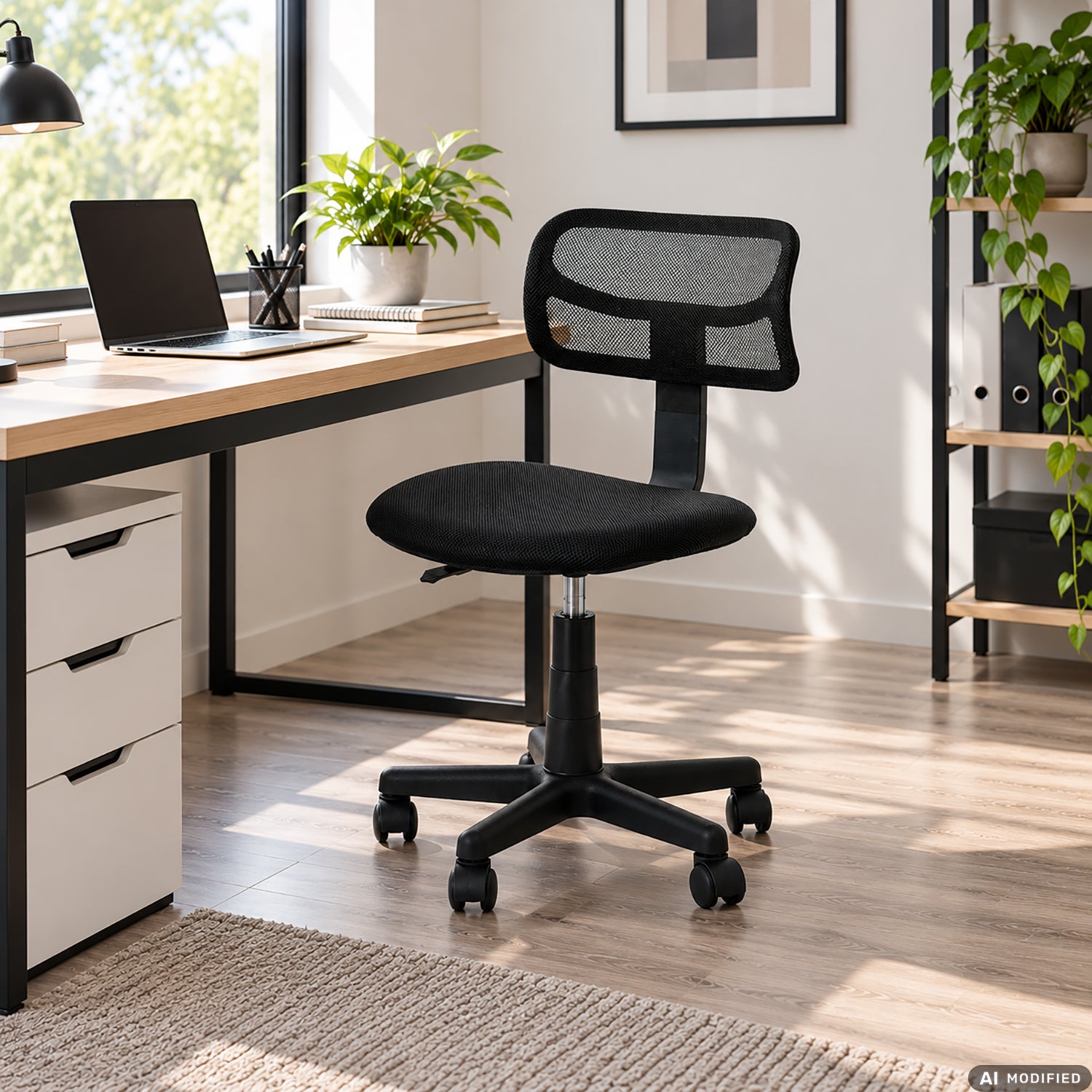 VESTIAMO CASA - Sedia Ufficio Girevole Regolabile in Altezza con Schienale in Rete Nera - h89x49x40 cm