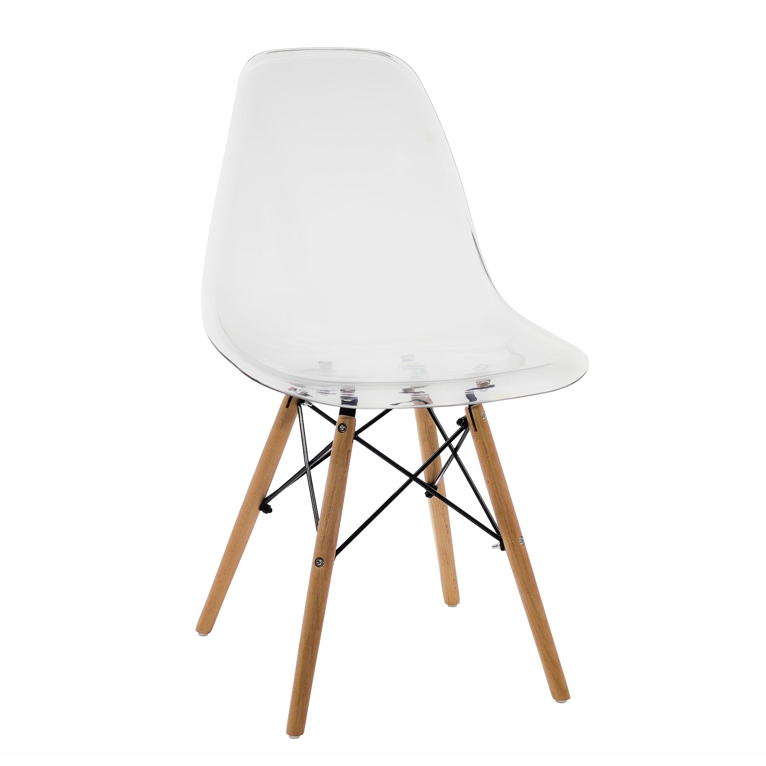 VESTIAMO CASA - Sedia da pranzo Nordica Trasparente in Polipropilene con gambe in legno - h82x46x49 cm