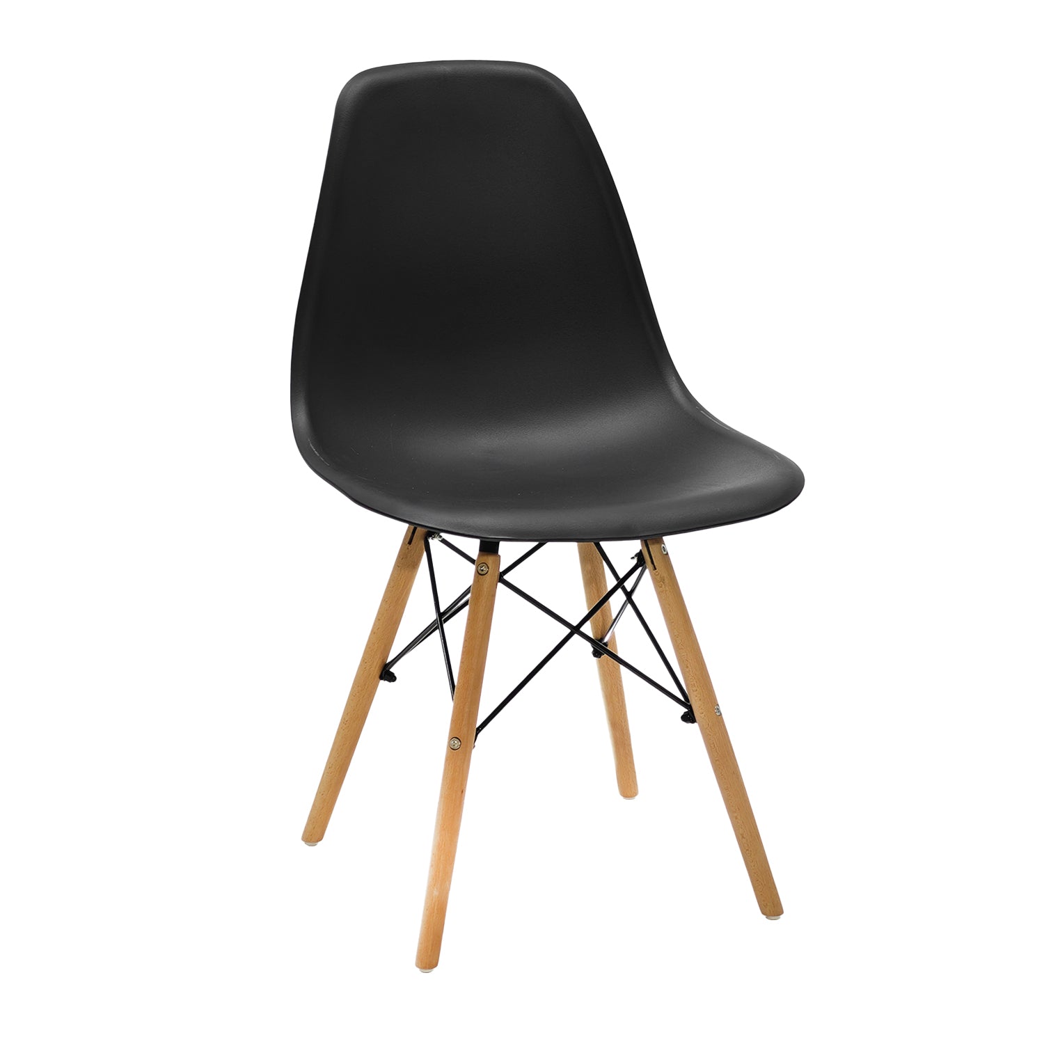 VESTIAMO CASA - Sedia da pranzo Nordica Nera in Polipropilene con gambe in legno - h82x46x49 cm