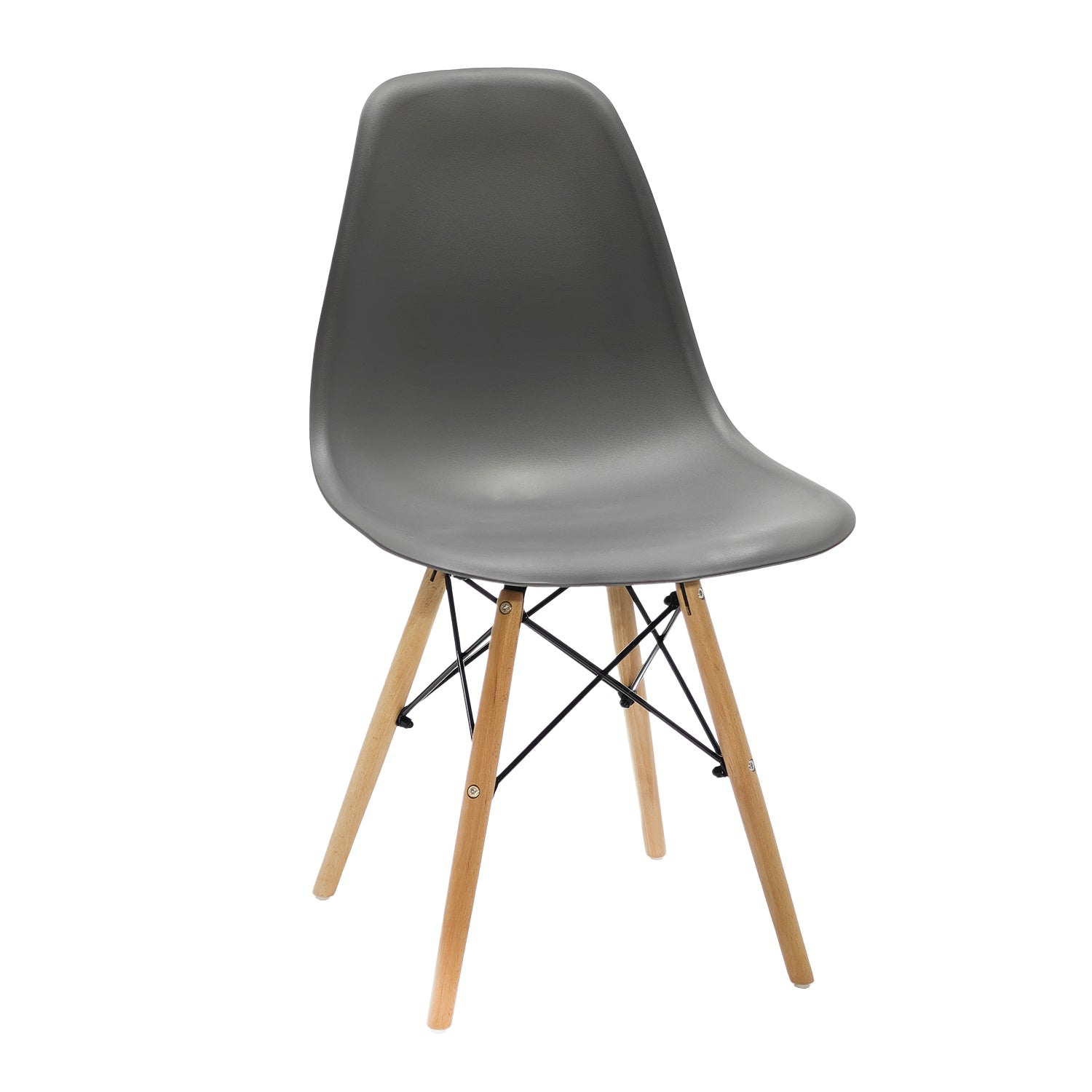 VESTIAMO CASA - Sedia da pranzo Nordica Grigia in Polipropilene con gambe in legno - h82x46x49 cm