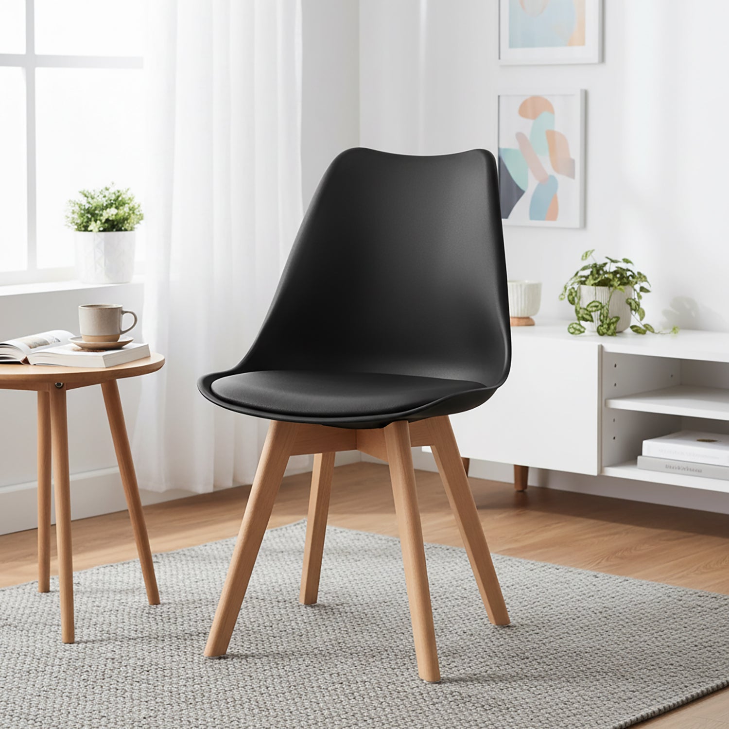VESTIAMO CASA - Sedia Design Scandinavo con Gambe in Legno Nera - h80x48x54 cm