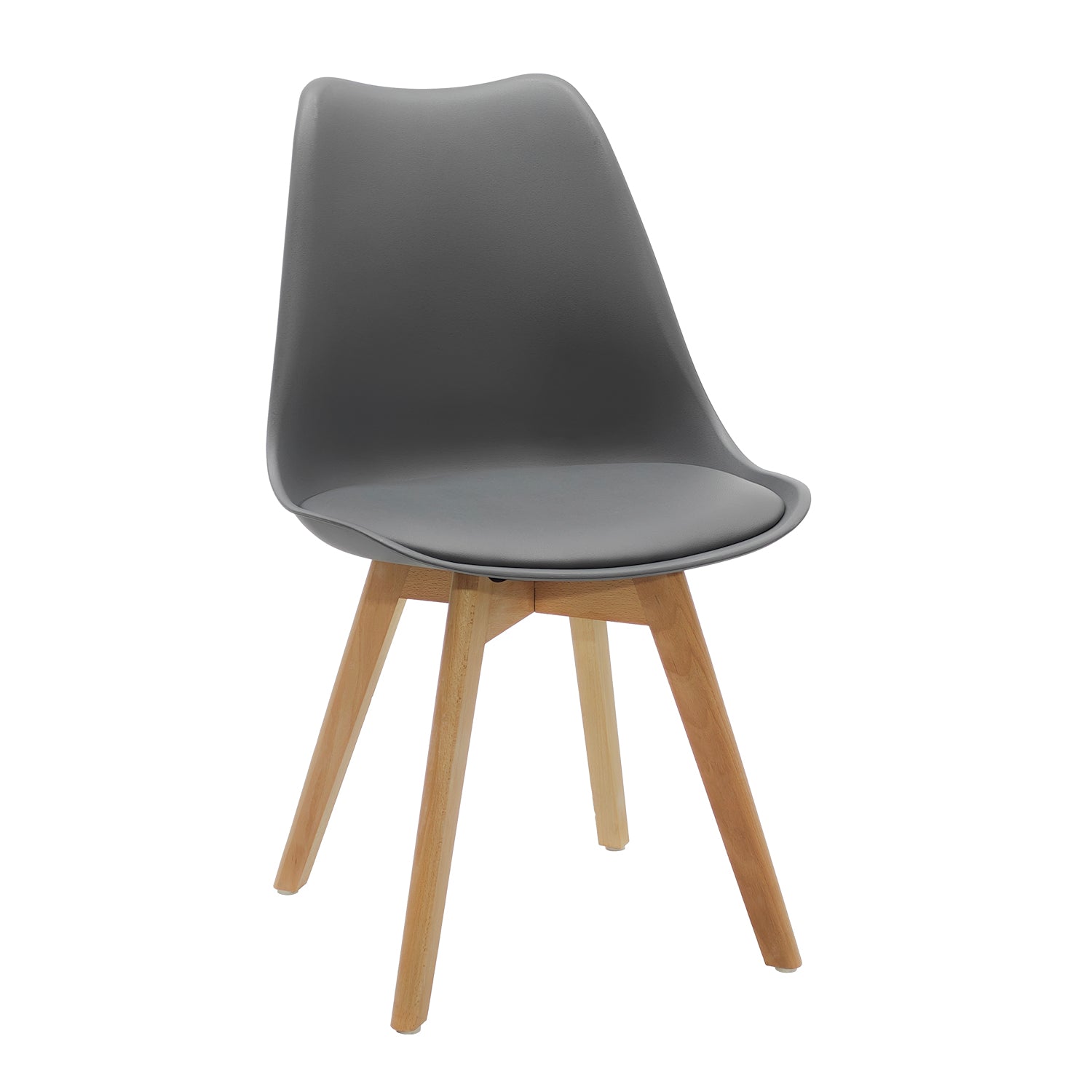 VESTIAMO CASA - Sedia Design Scandinavo con Gambe in Legno Grigia - h80x48x54 cm